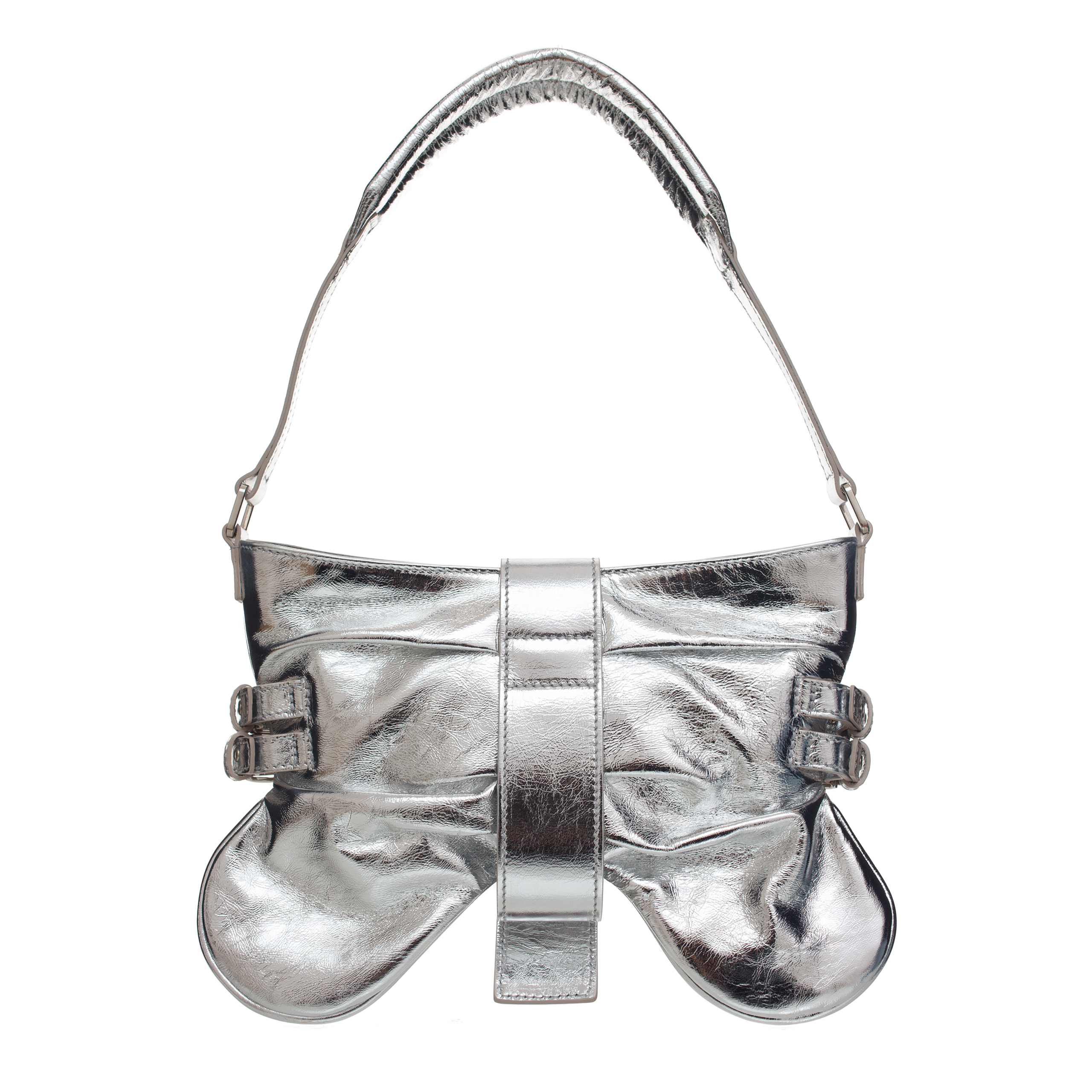 Shop Blumarine Butterfly Leather Bag In Silver