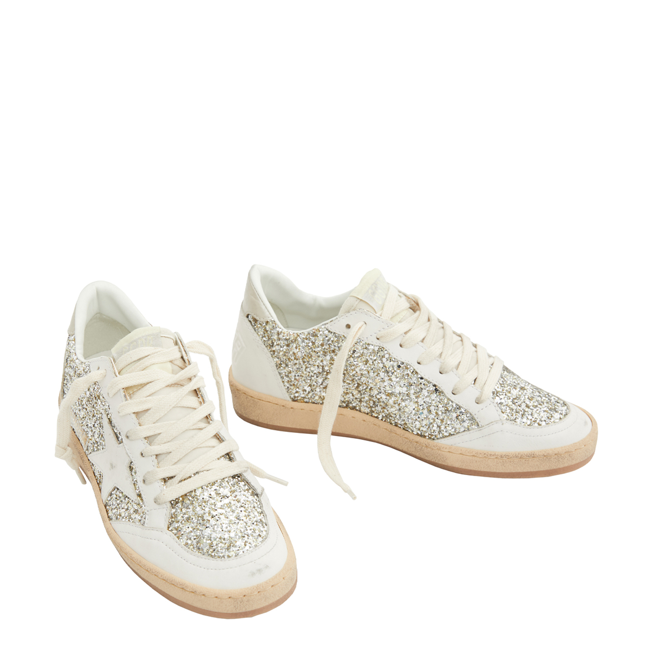 Shop Golden Goose Ballstar Glitter Sneaker In White