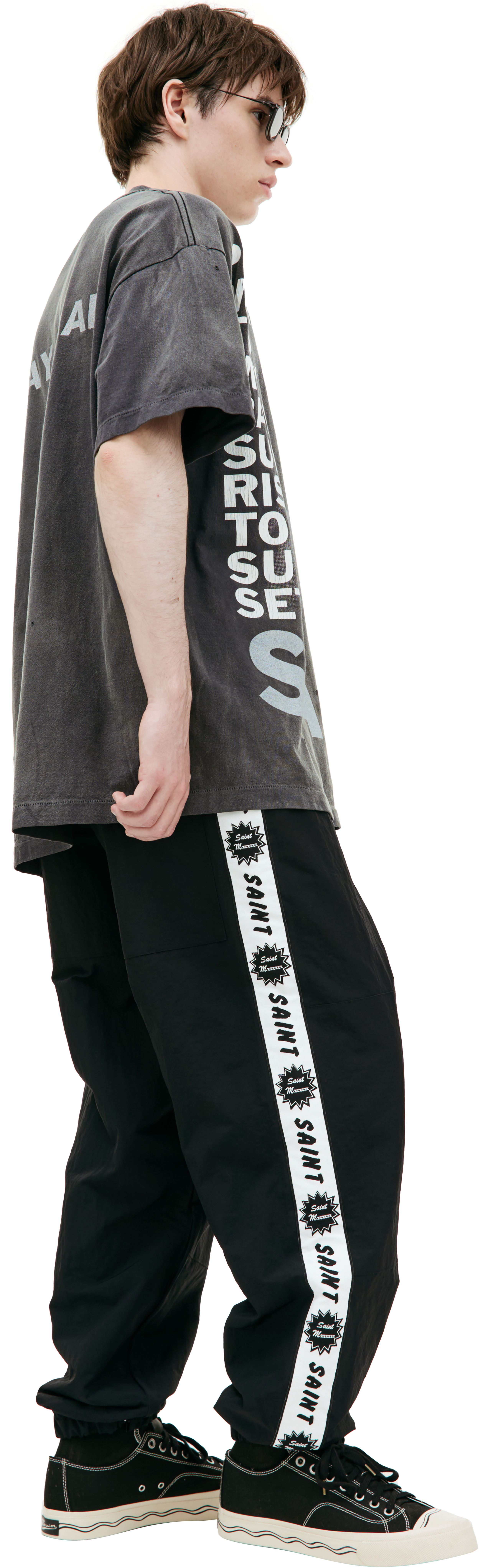 Buy Saint Mxxxxxx men grey stay real printed t-shirt for