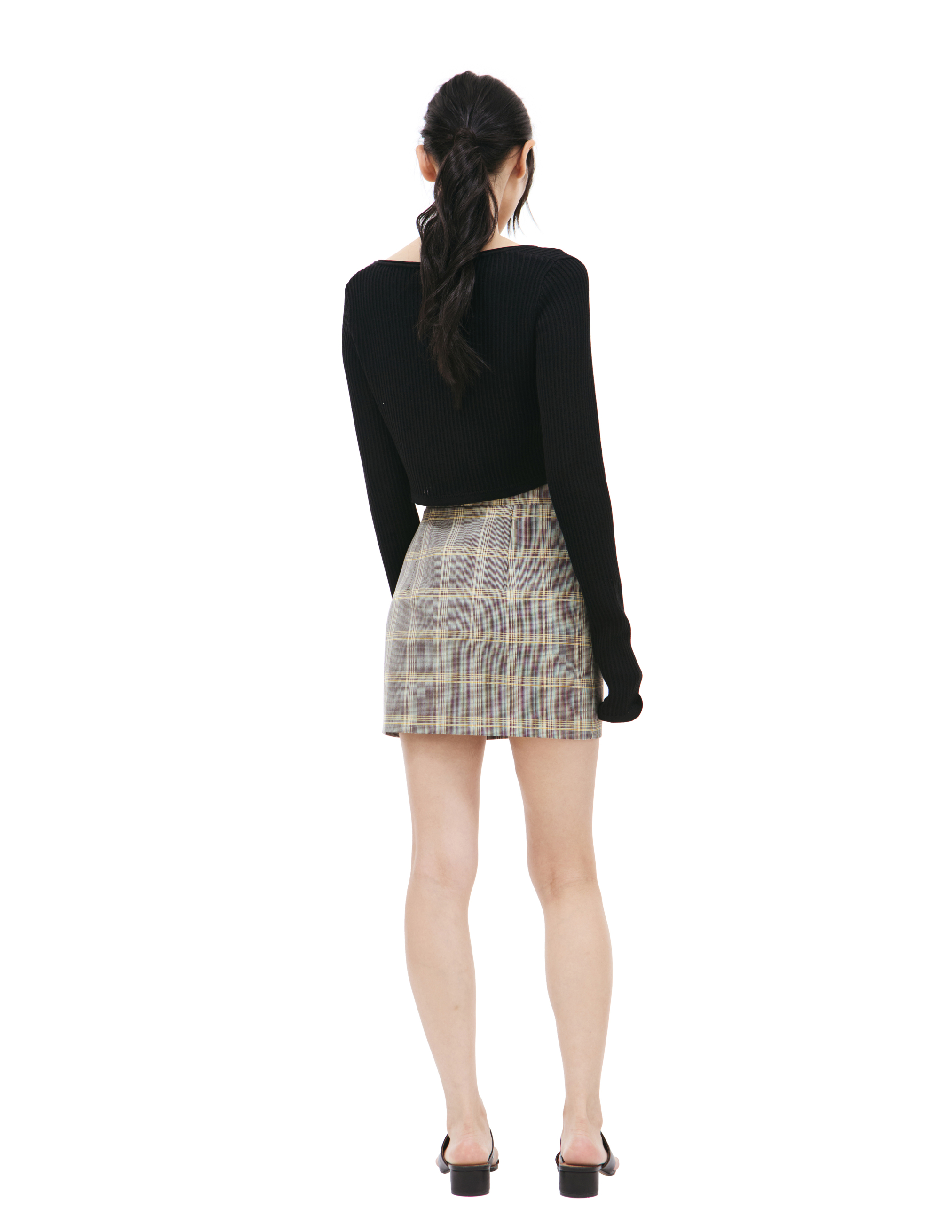 Shop Marni Mini Plaid Skirt In Grey