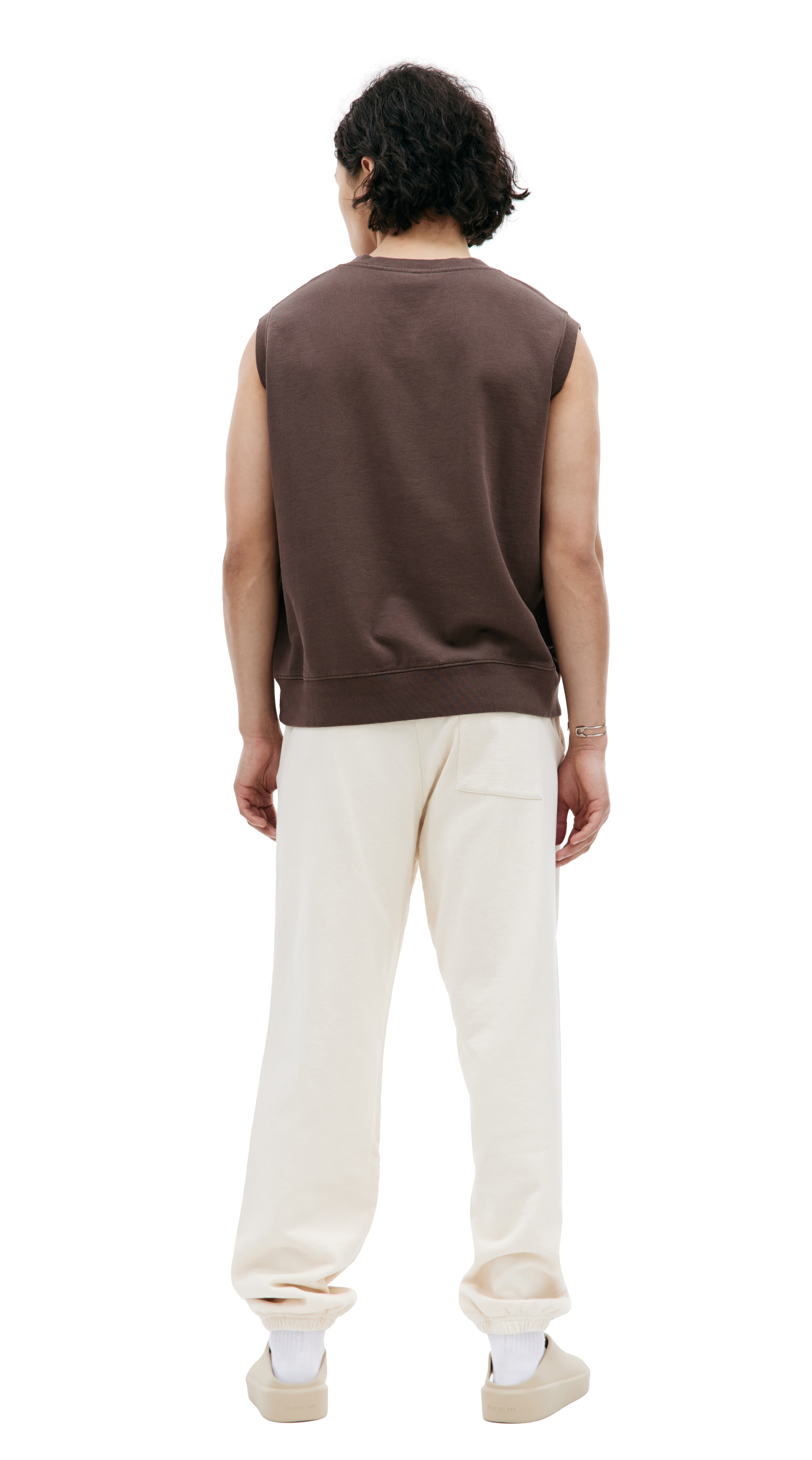 Buy SPORTY & RICH men brown logo embroidered v-neck vest for