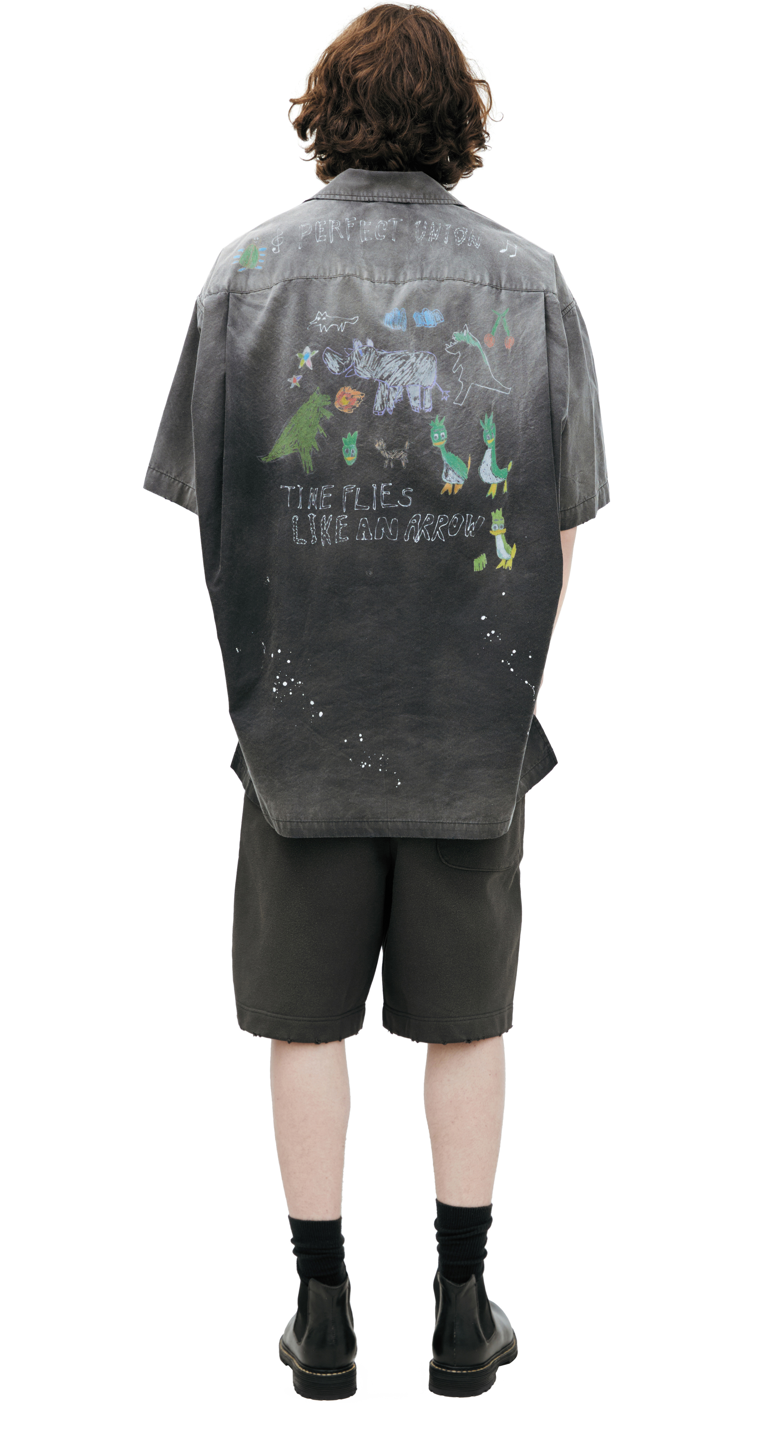 Buy Maison Mihara Yasuhiro men black monoprint shirt for $910