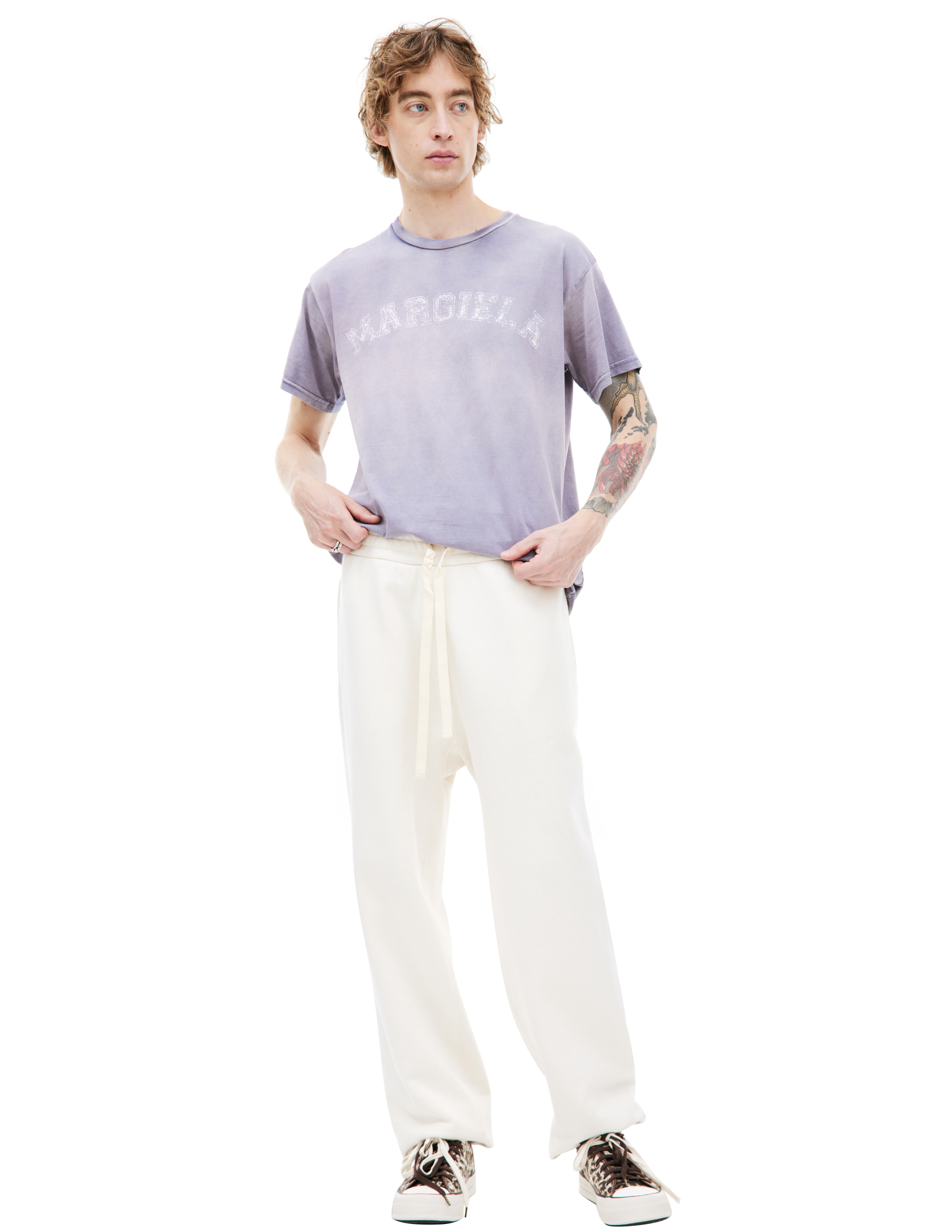 Shop Jil Sander Beige Cotton Sweatpants