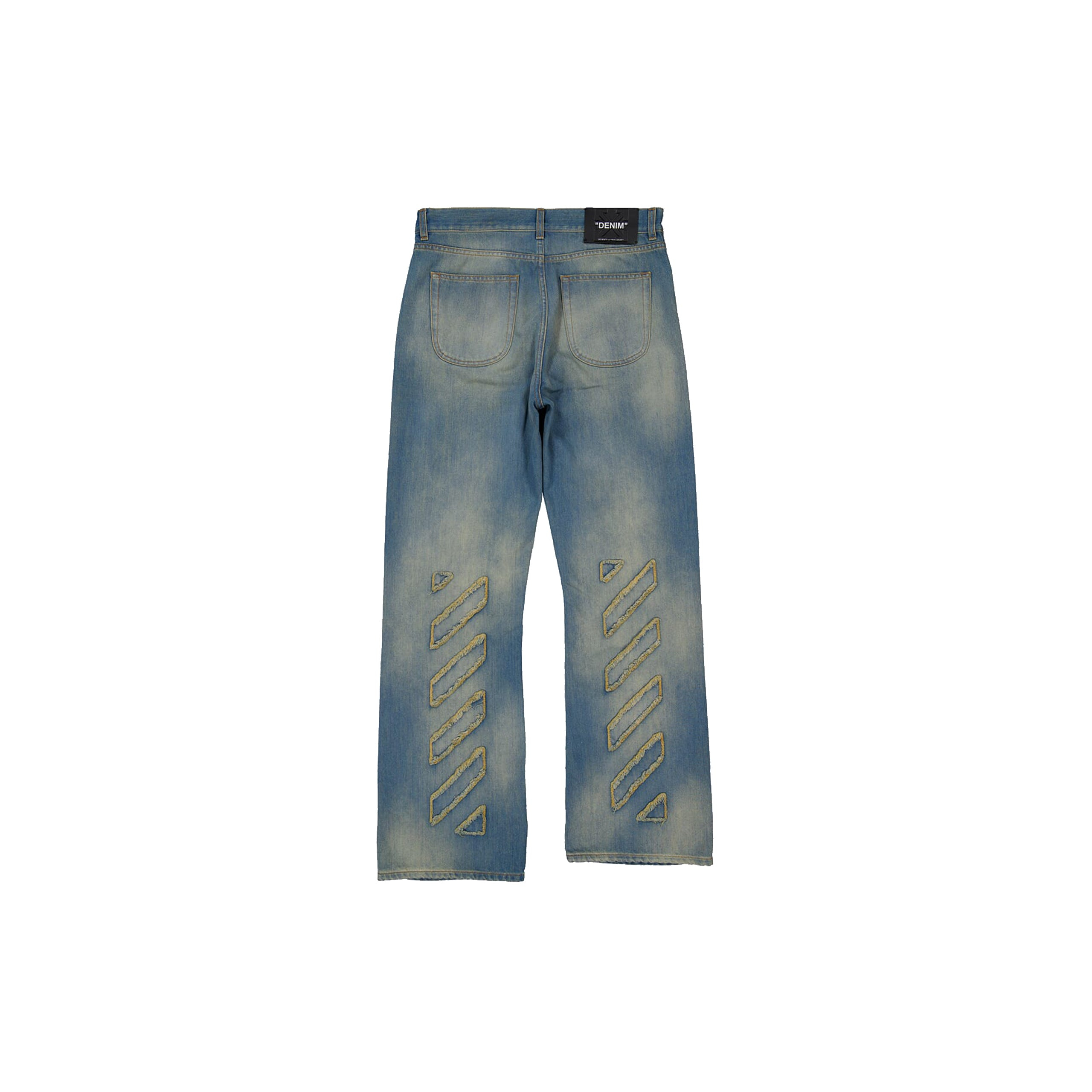 Off-white Blue Diagonal Raw Patch 90s Skate Jeans