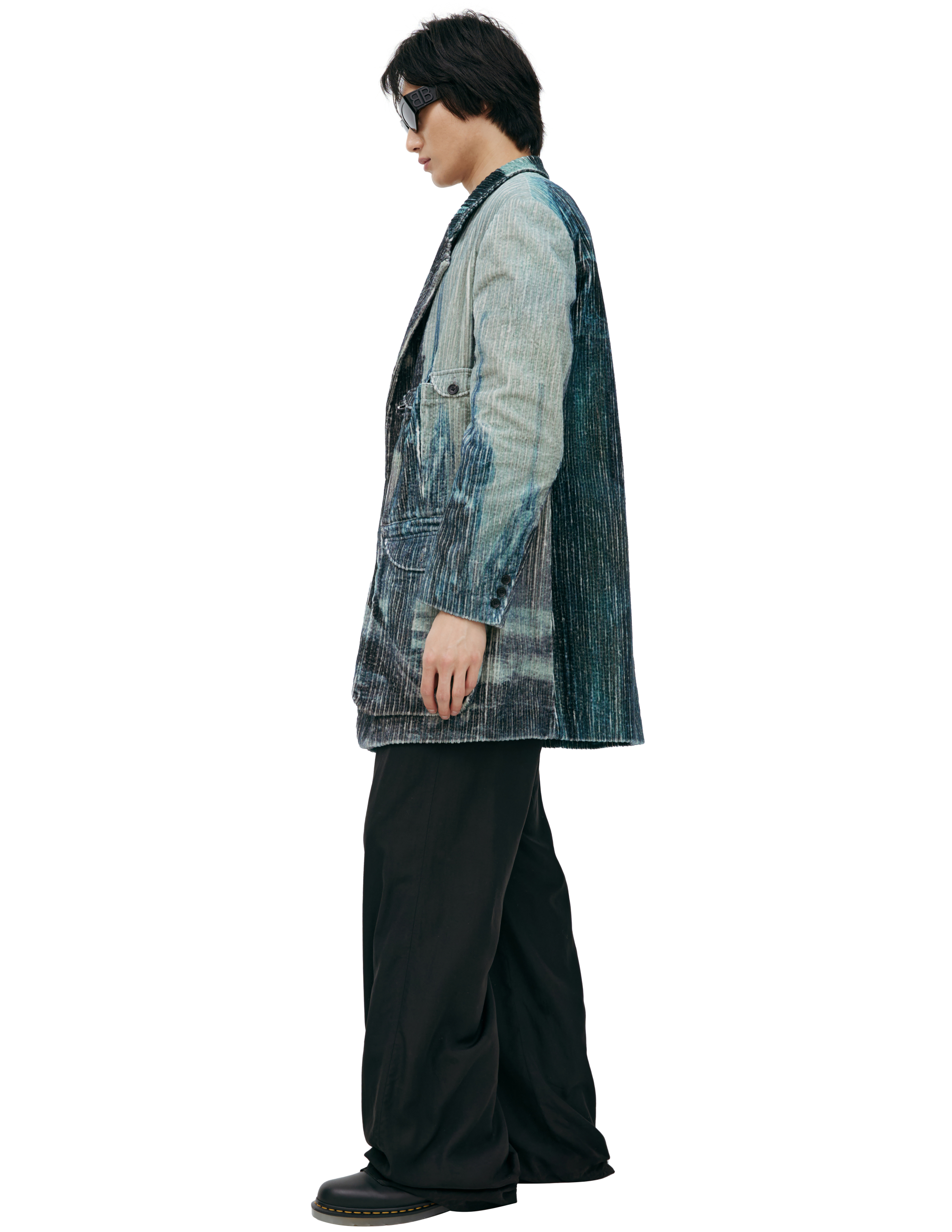 Yohji Yamamoto Monoprint Corduroy Blazer In Green