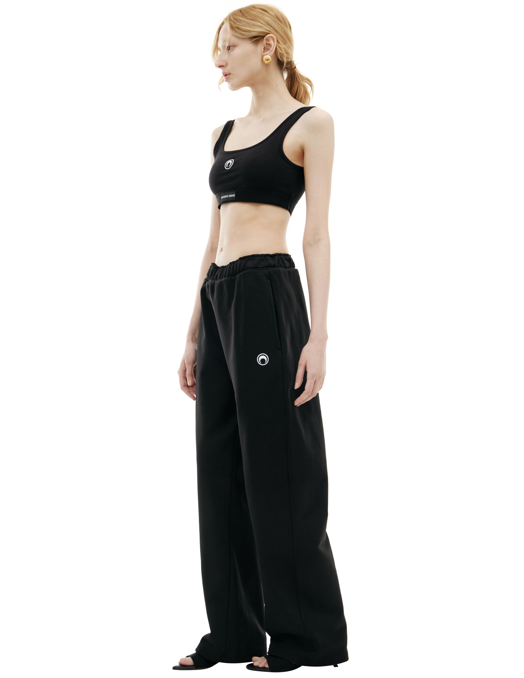 Marine Serre Black Logo Bra In Black