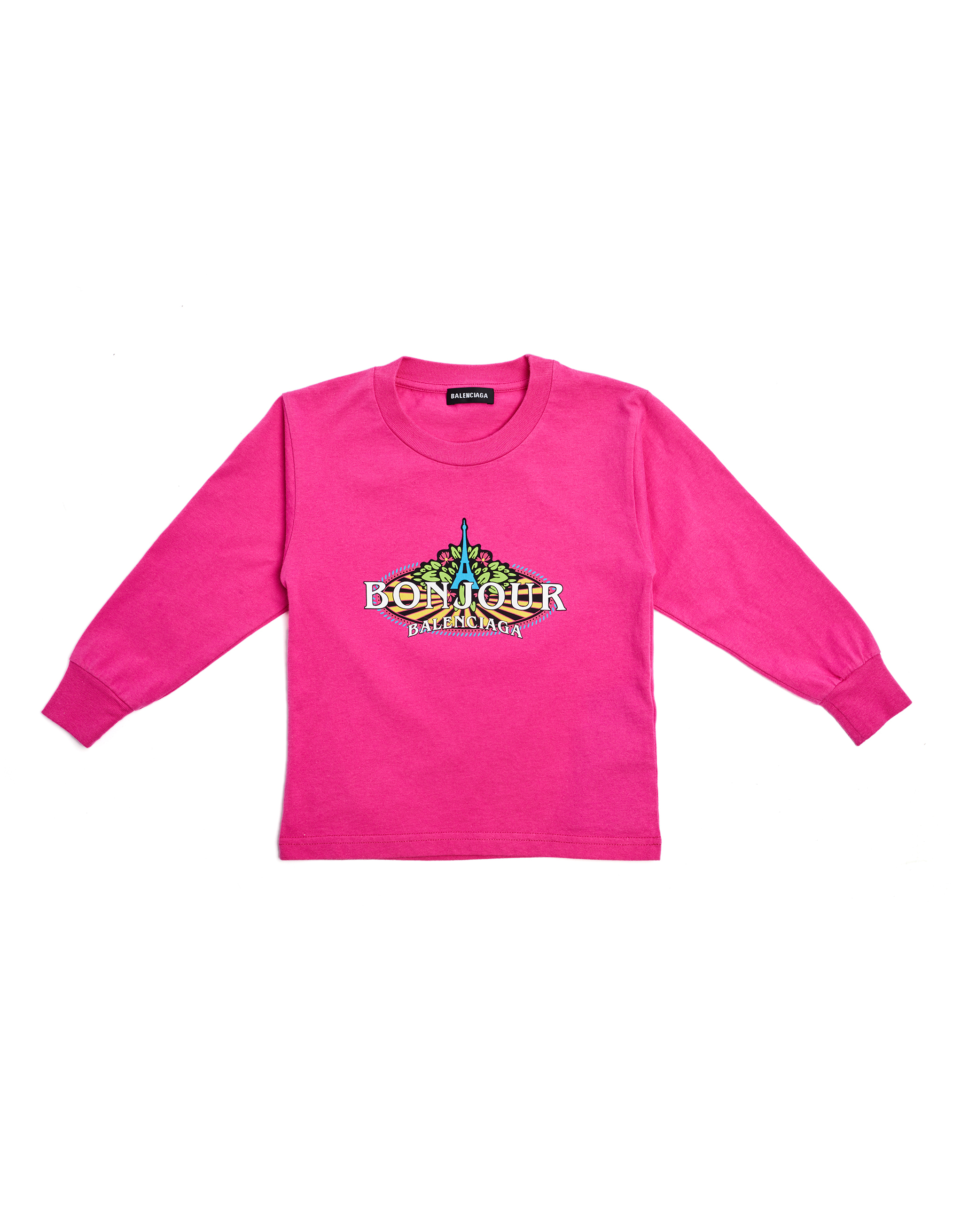 Buy Balenciaga Kids women pink cotton bonjour l/s t-shirt for $125