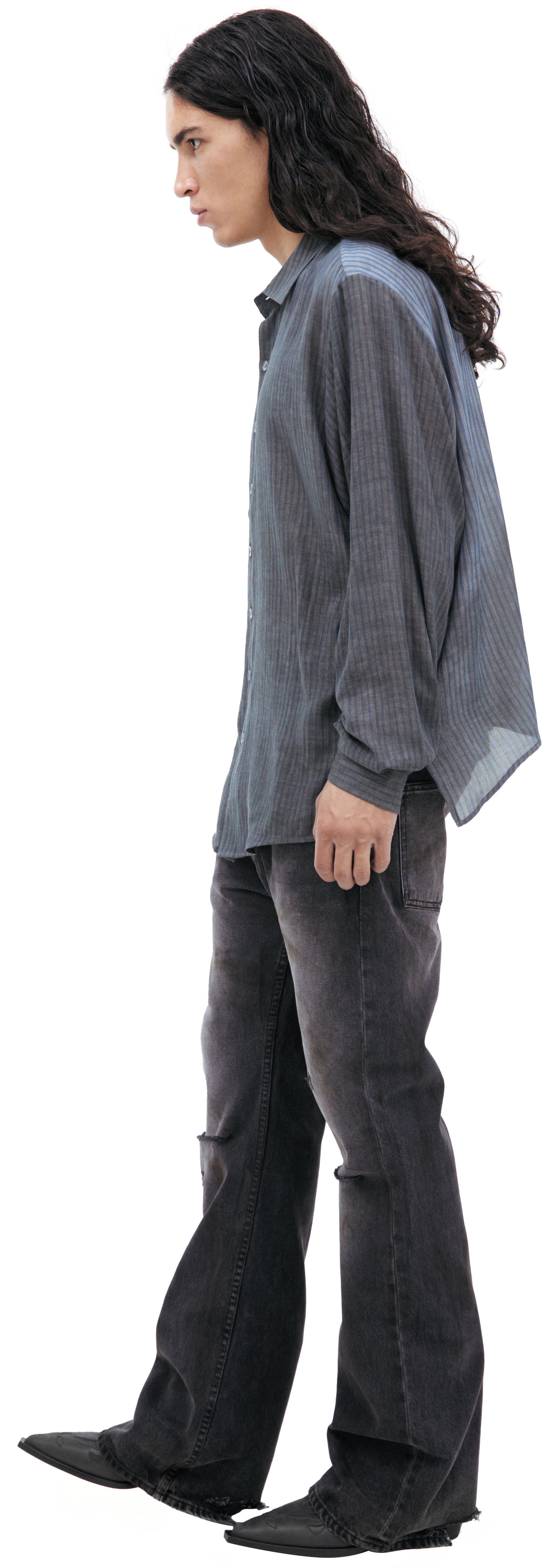 確実正規　ENFANTS RICHES DÉPRIMÉS 半袖シャツ 水色 Enfants Riches Deprimes Check Silk Short Sleeve Shirt - Navy