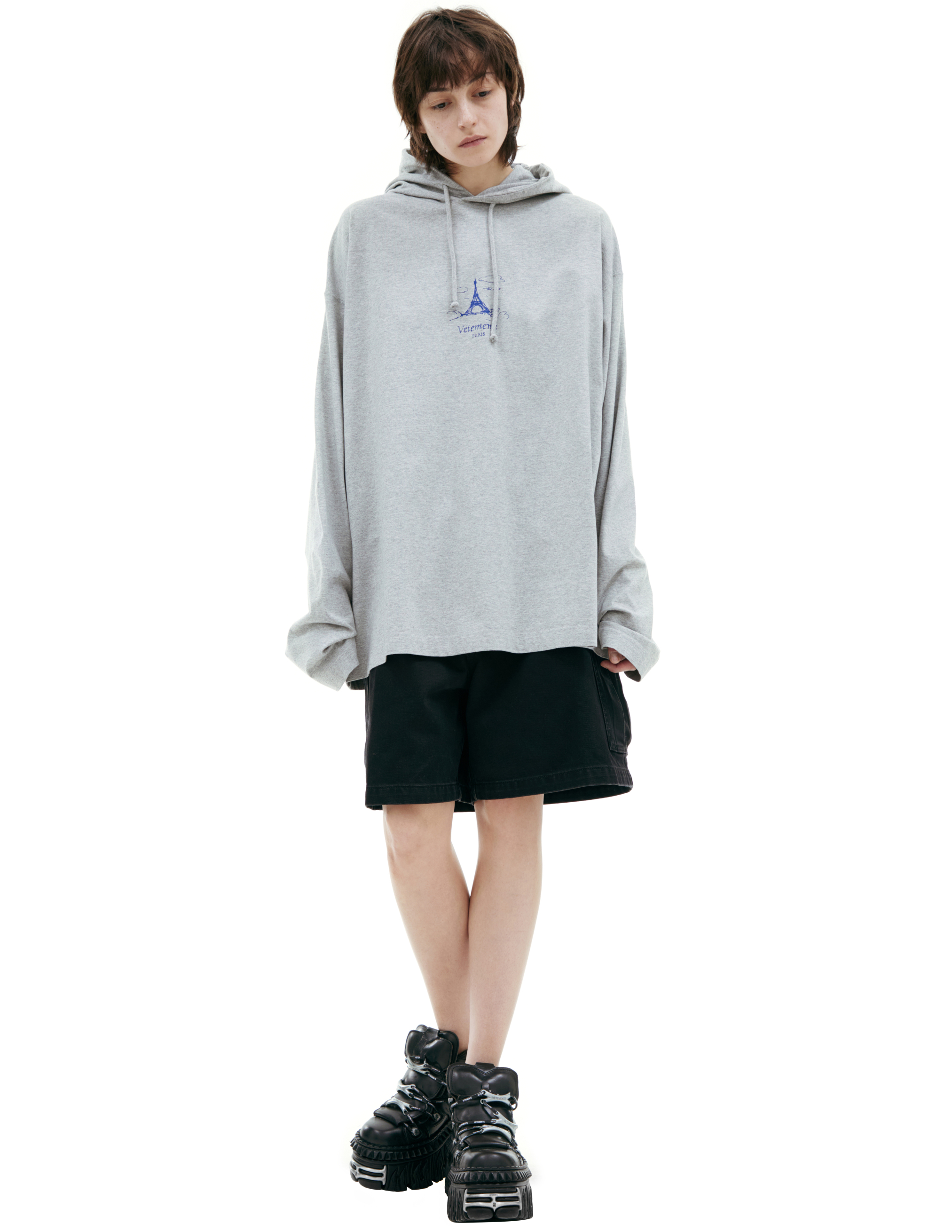 Grey print hoodie
