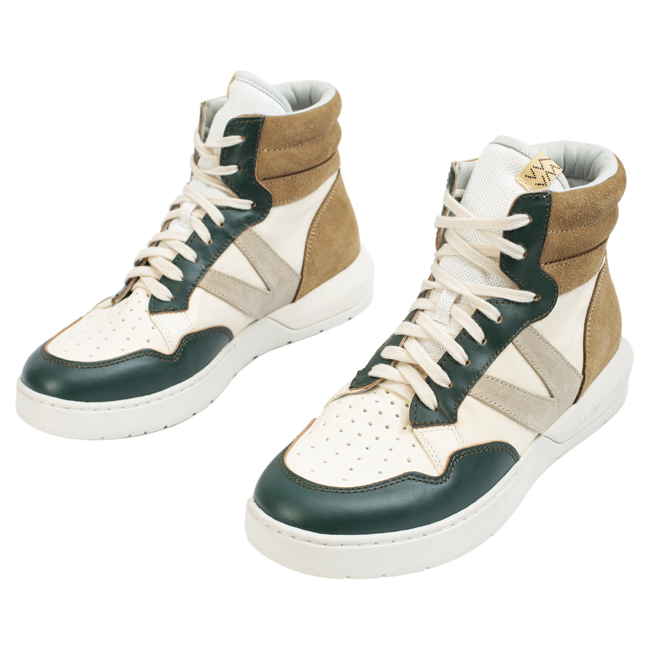 Buy visvim men beige chamberlain high-top sneakers for $1