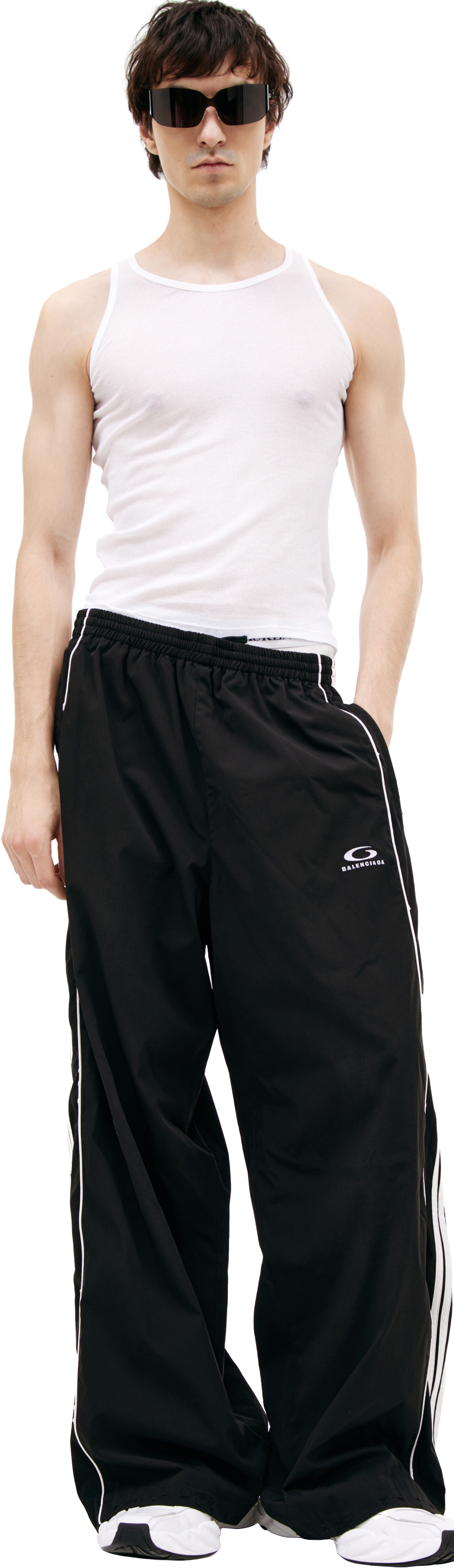 Buy Balenciaga men black trousers with stripes for $2,130 online