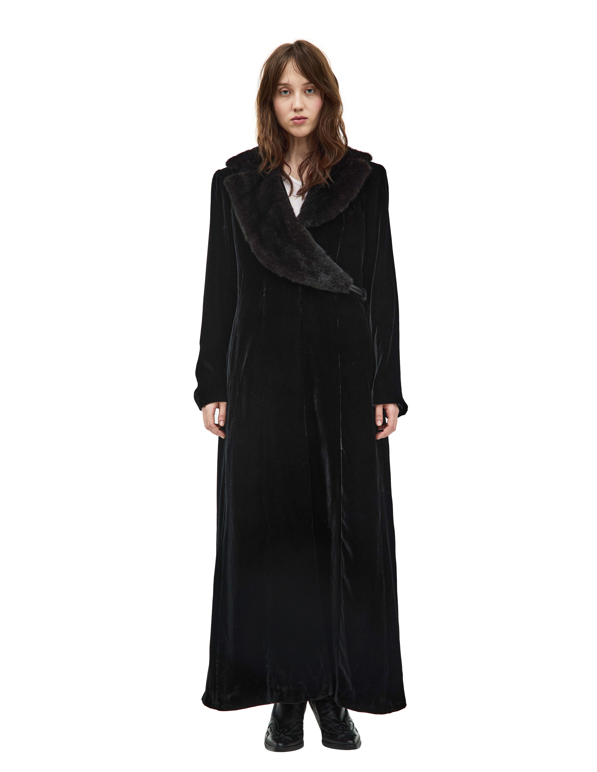 Shop Enfants Riches Deprimes Coat With Mink Collar In Black