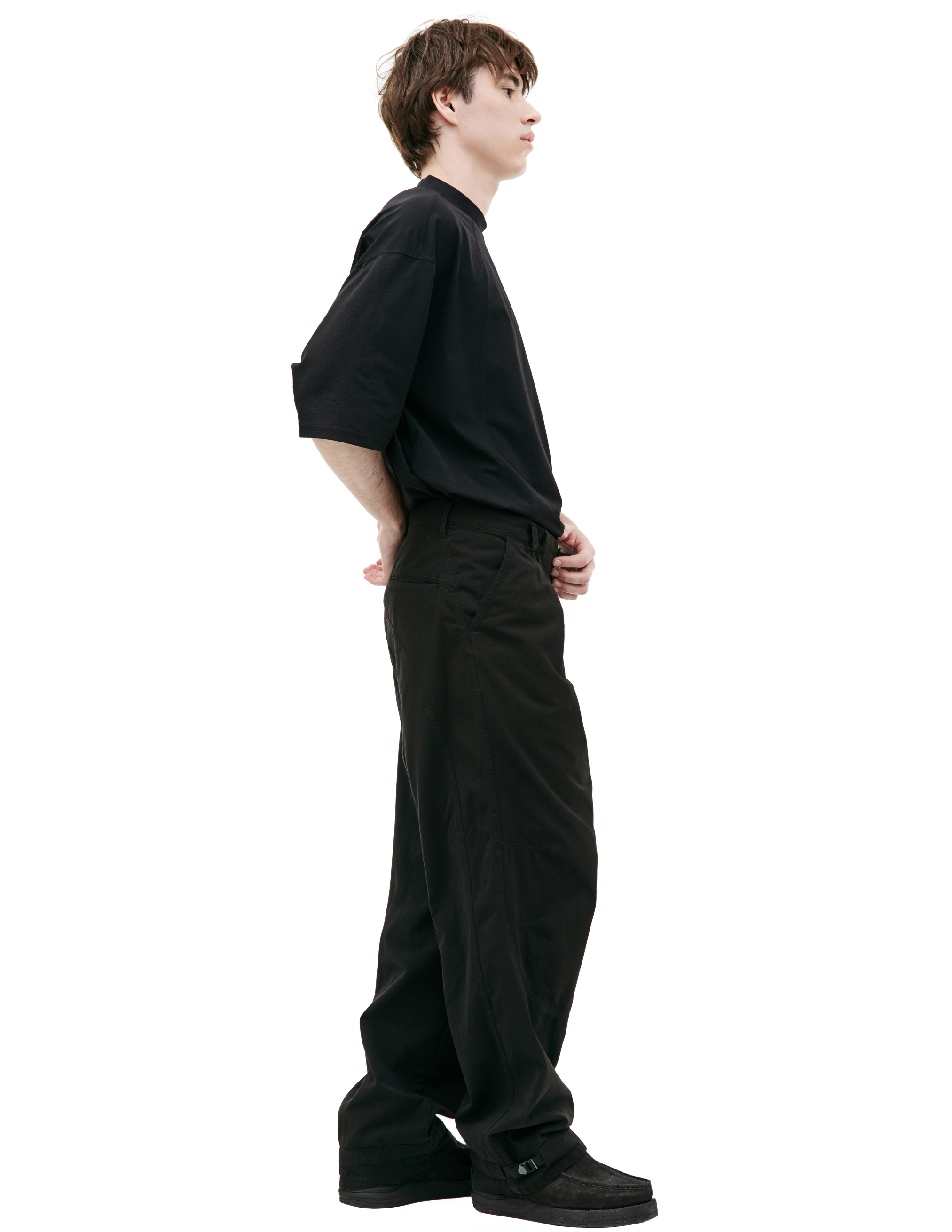 Shop The Viridi-anne Black Cotton Wide Trousers