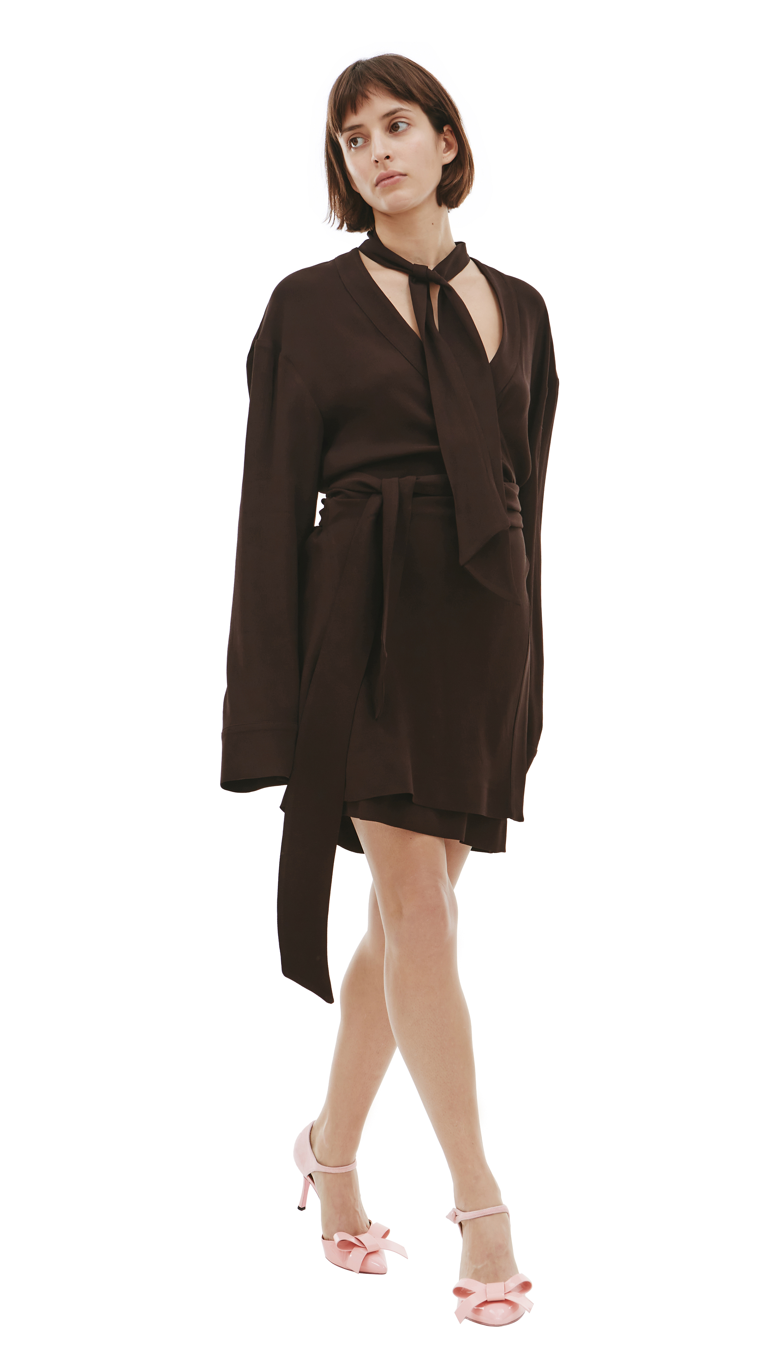 Buy Blumarine women brown crossover mini dress for $625