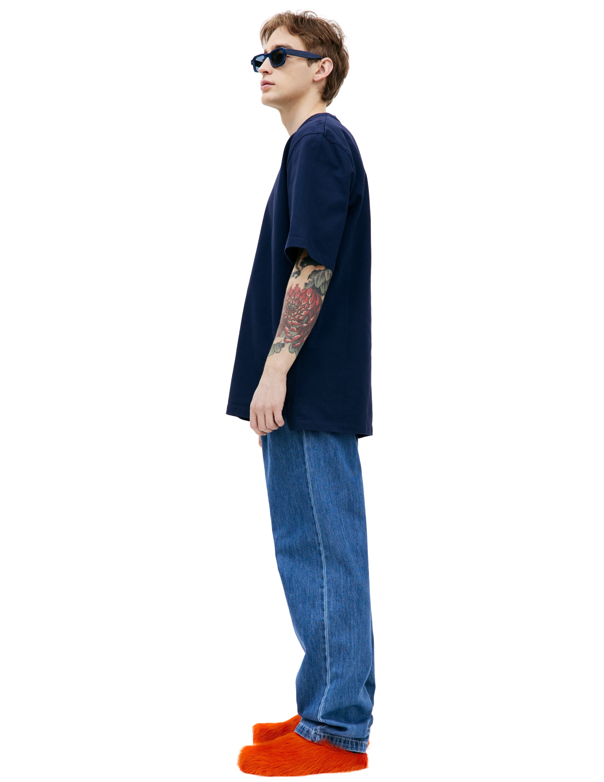 Shop Marni Navy Oversized T-shirt In Navy Blue