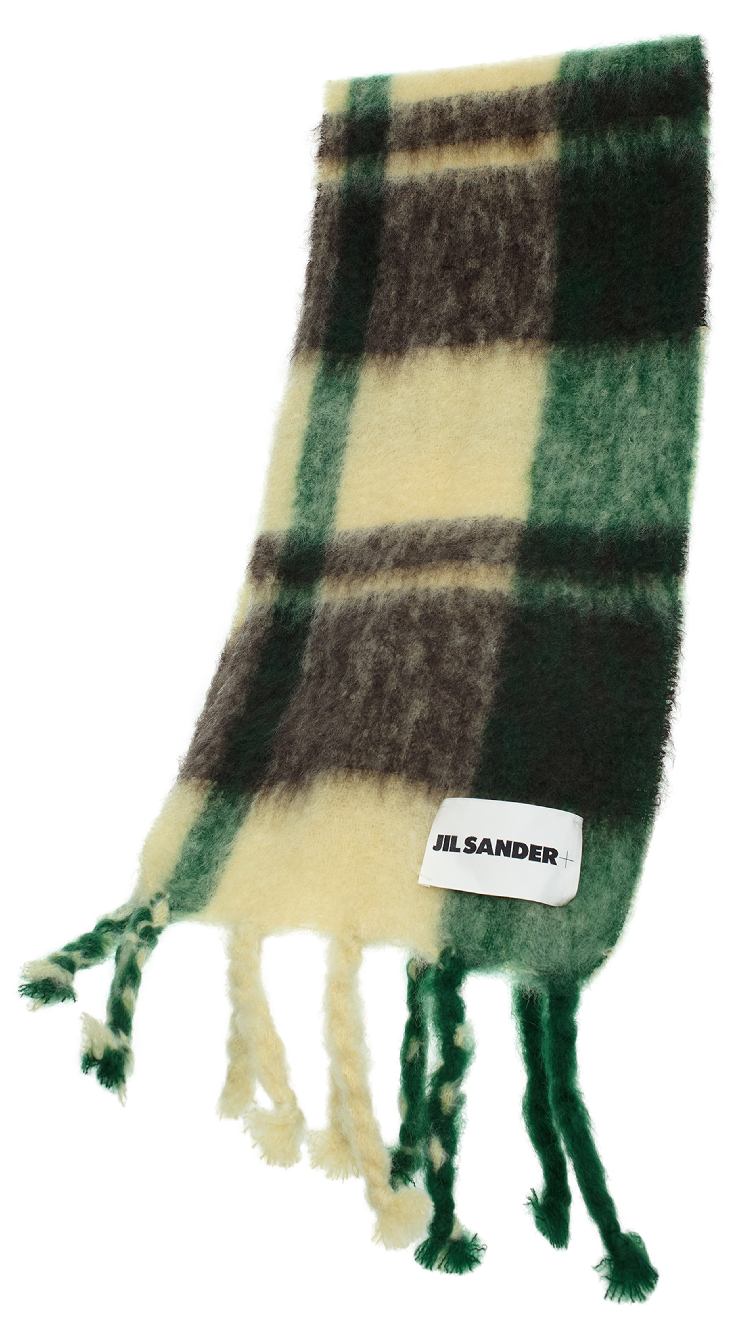 Buy Jil Sander men green combination mohair scarf for $427 online