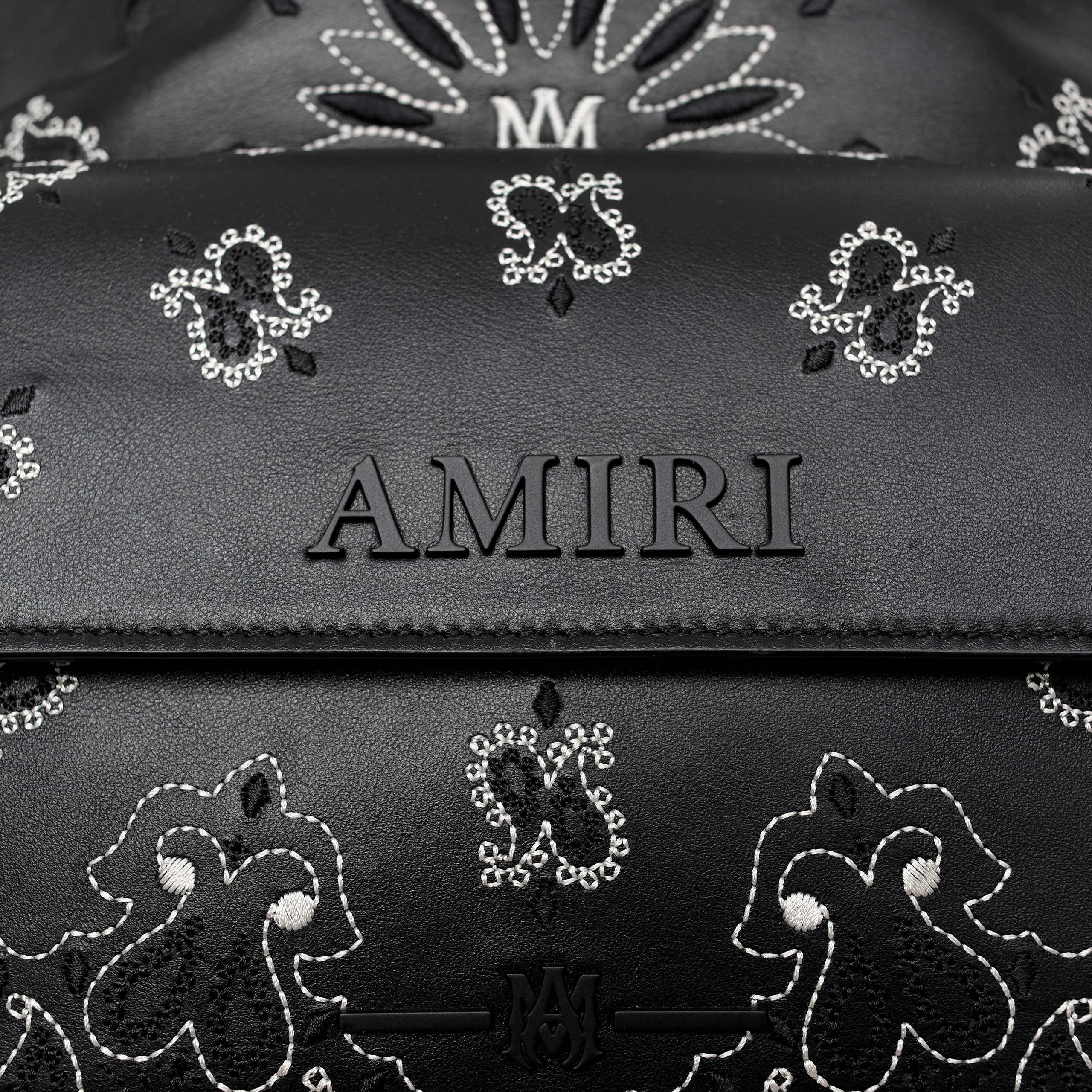 Buy AMIRI men leather paisley embroidery bag for $1,133