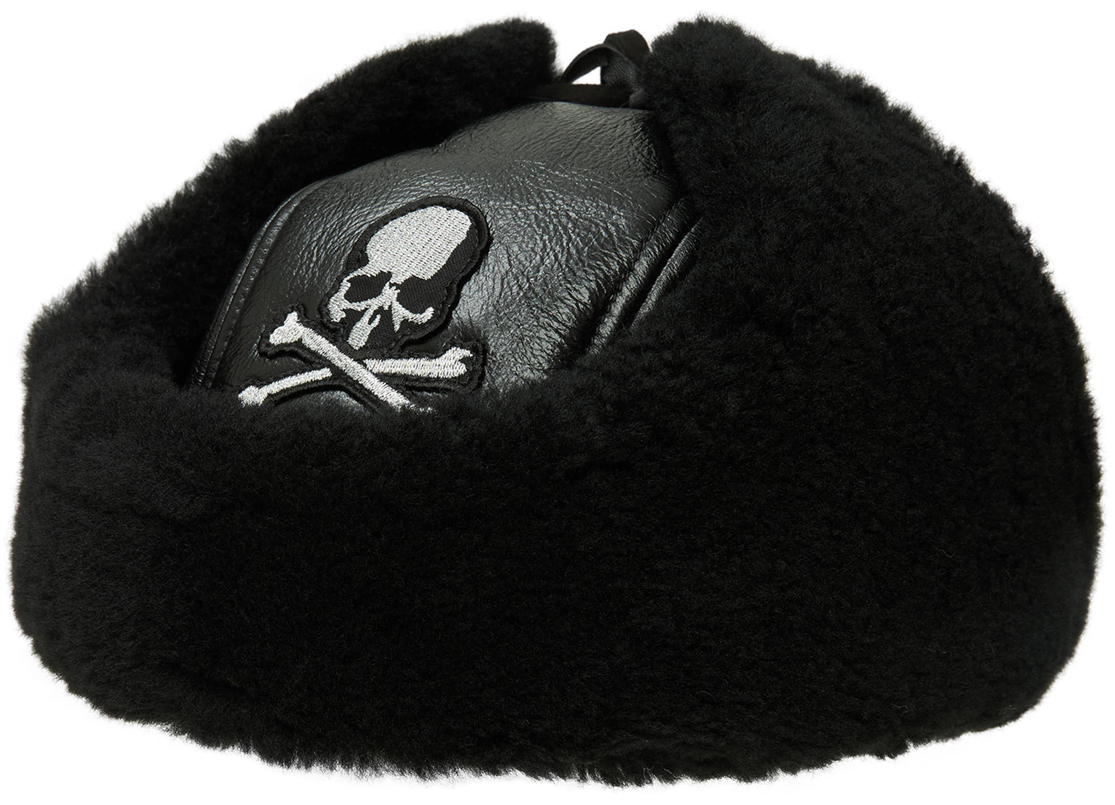 Buy Mastermind WORLD men black leather beanie with fur for $2,335