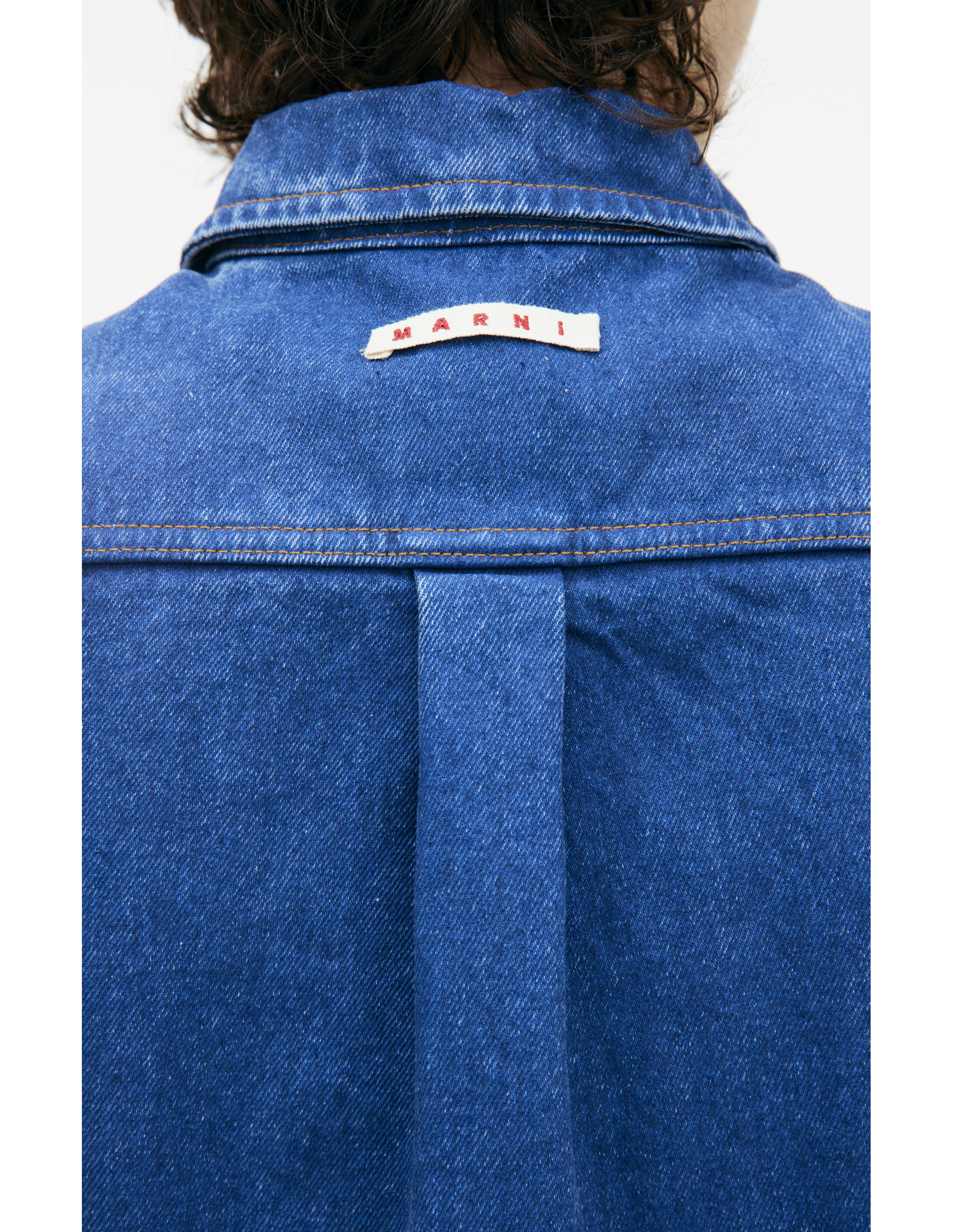 Shop Marni Denim Shirt With Patches In Blue