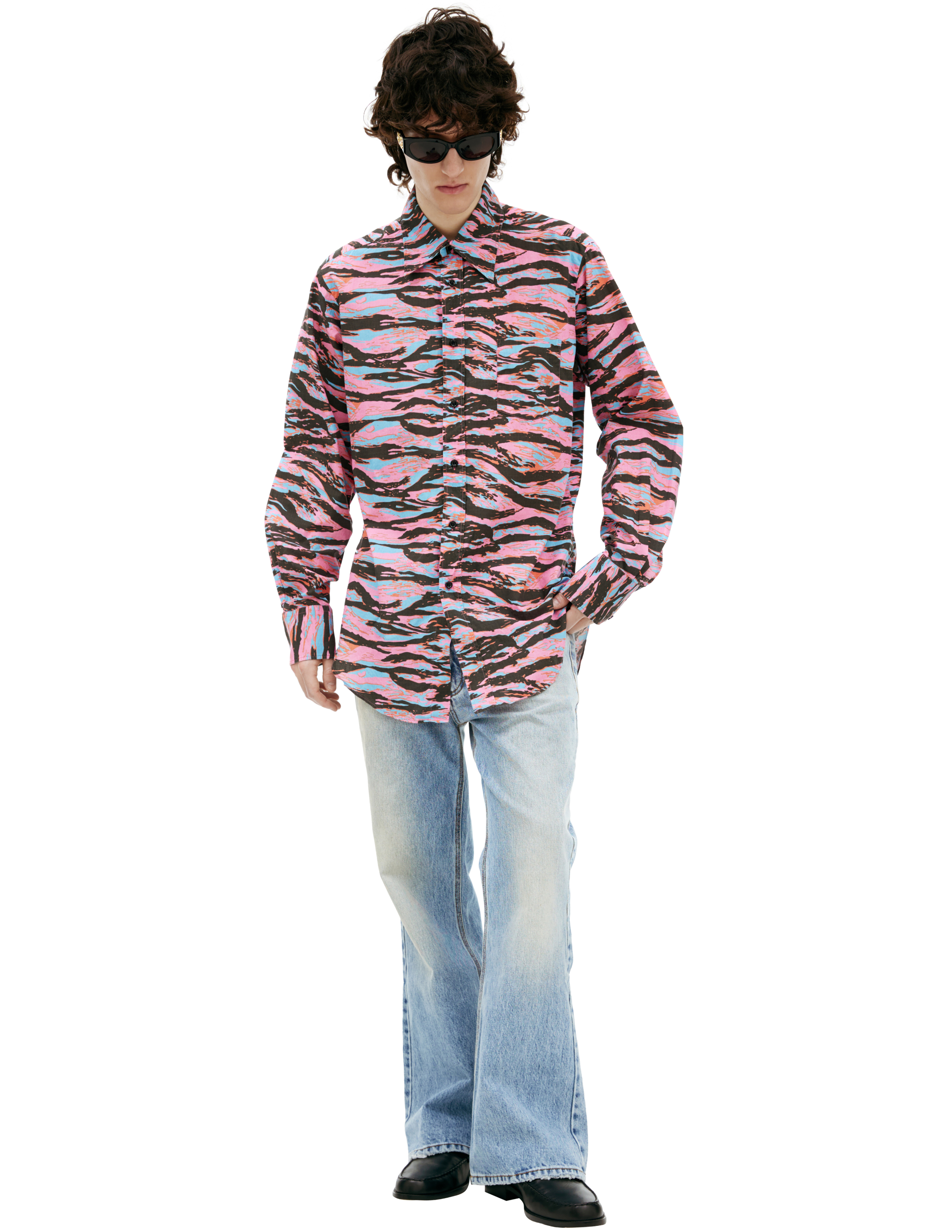 Erl Animalistic Print Shirt In Pink