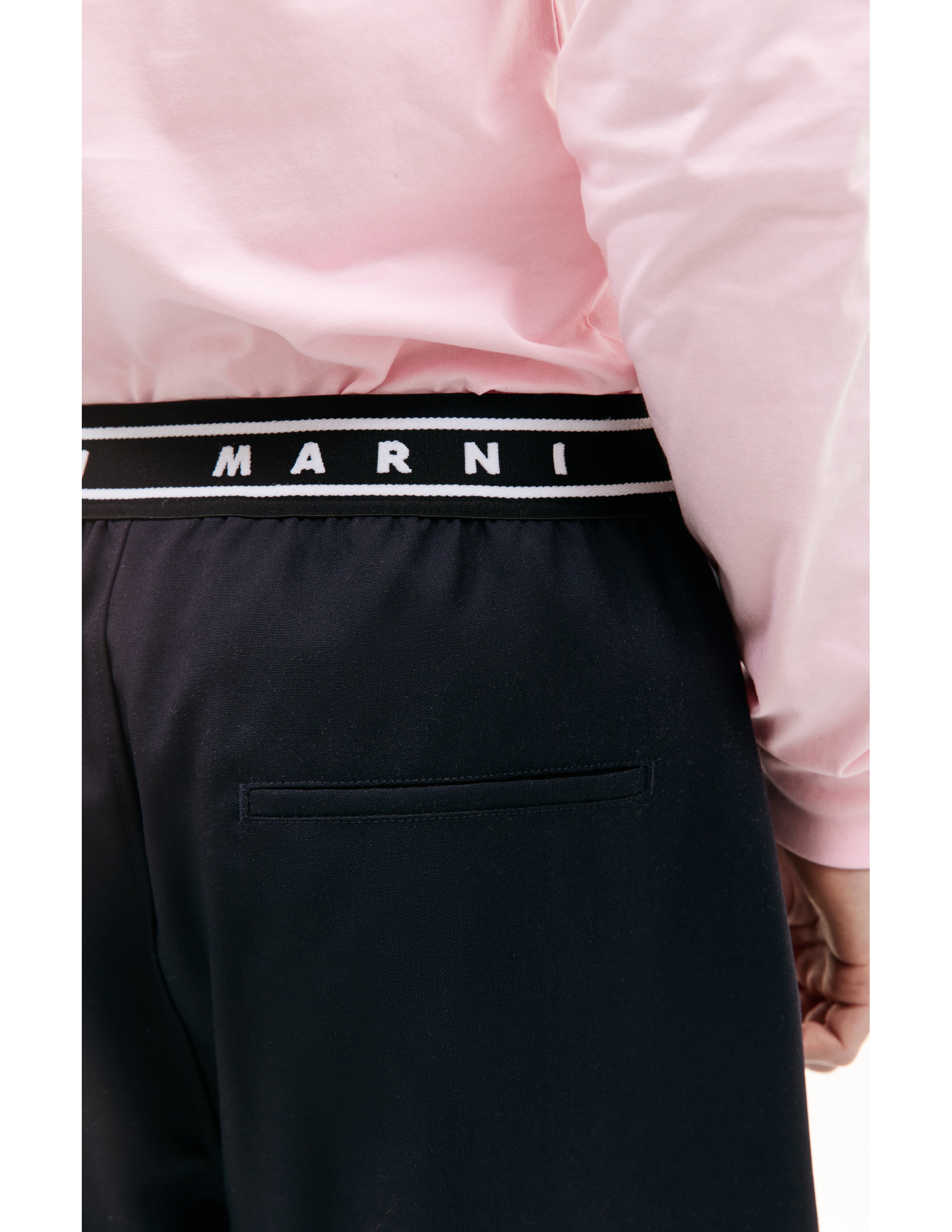 Shop Marni Navy Straight Trousers In Navy Blue