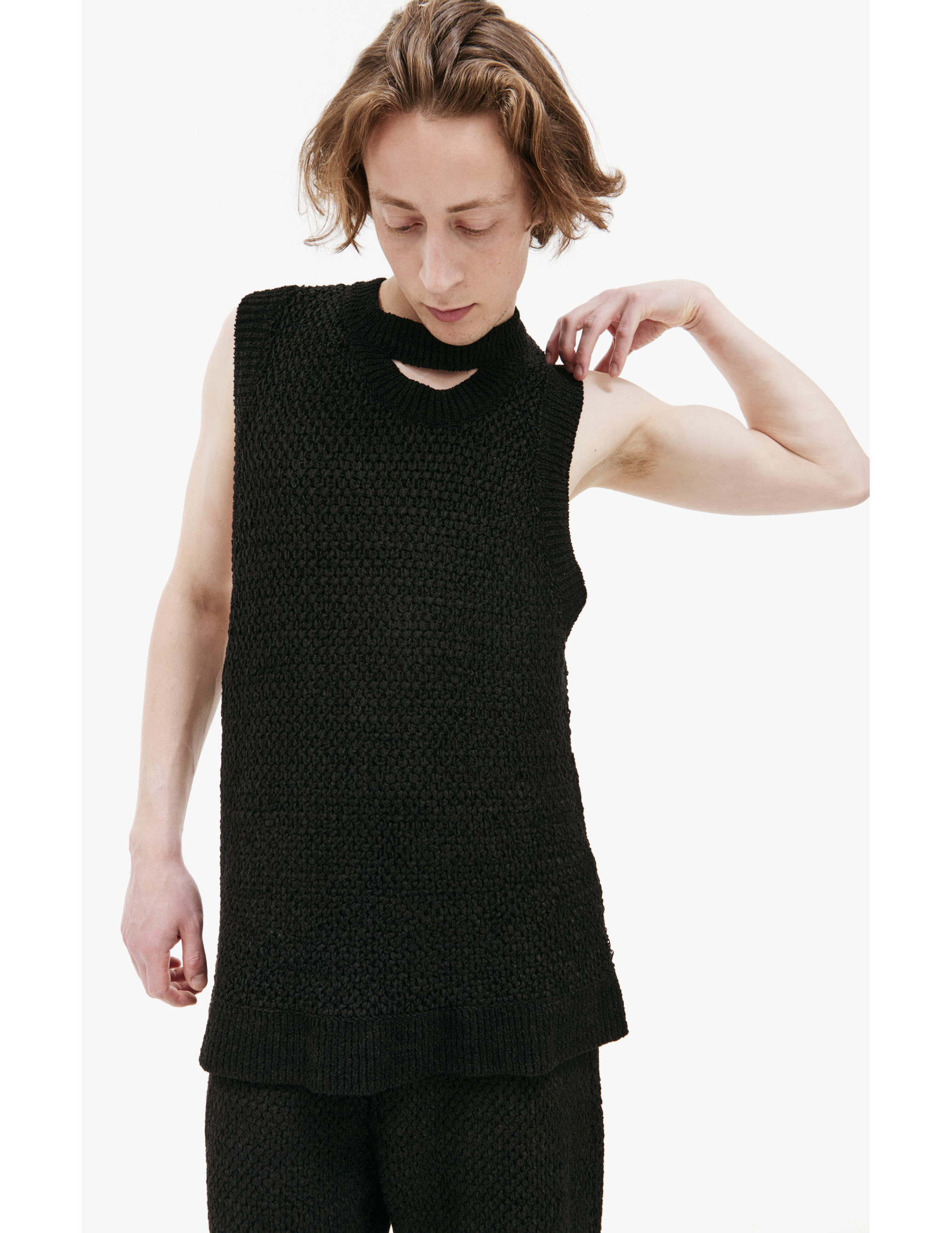 Shop Louis Gabriel Nouchi Knited Vest With Twisted Back In Black
