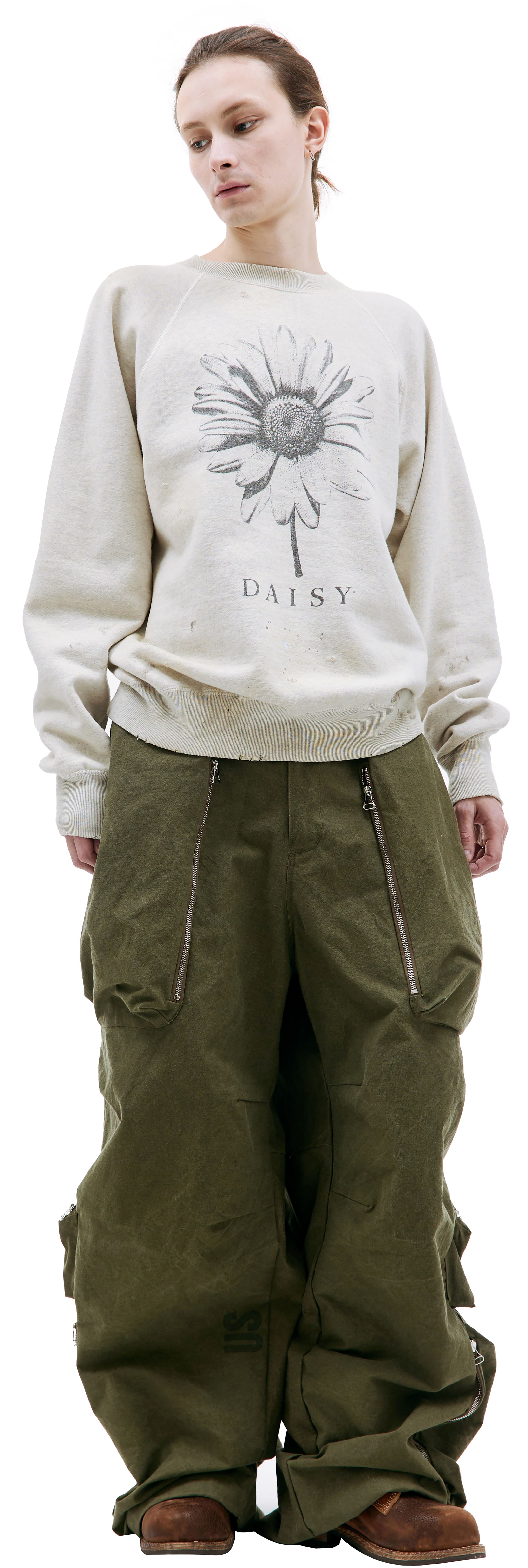 Buy Saint Michael men beige 'daisy' printed sweatshirt for £740