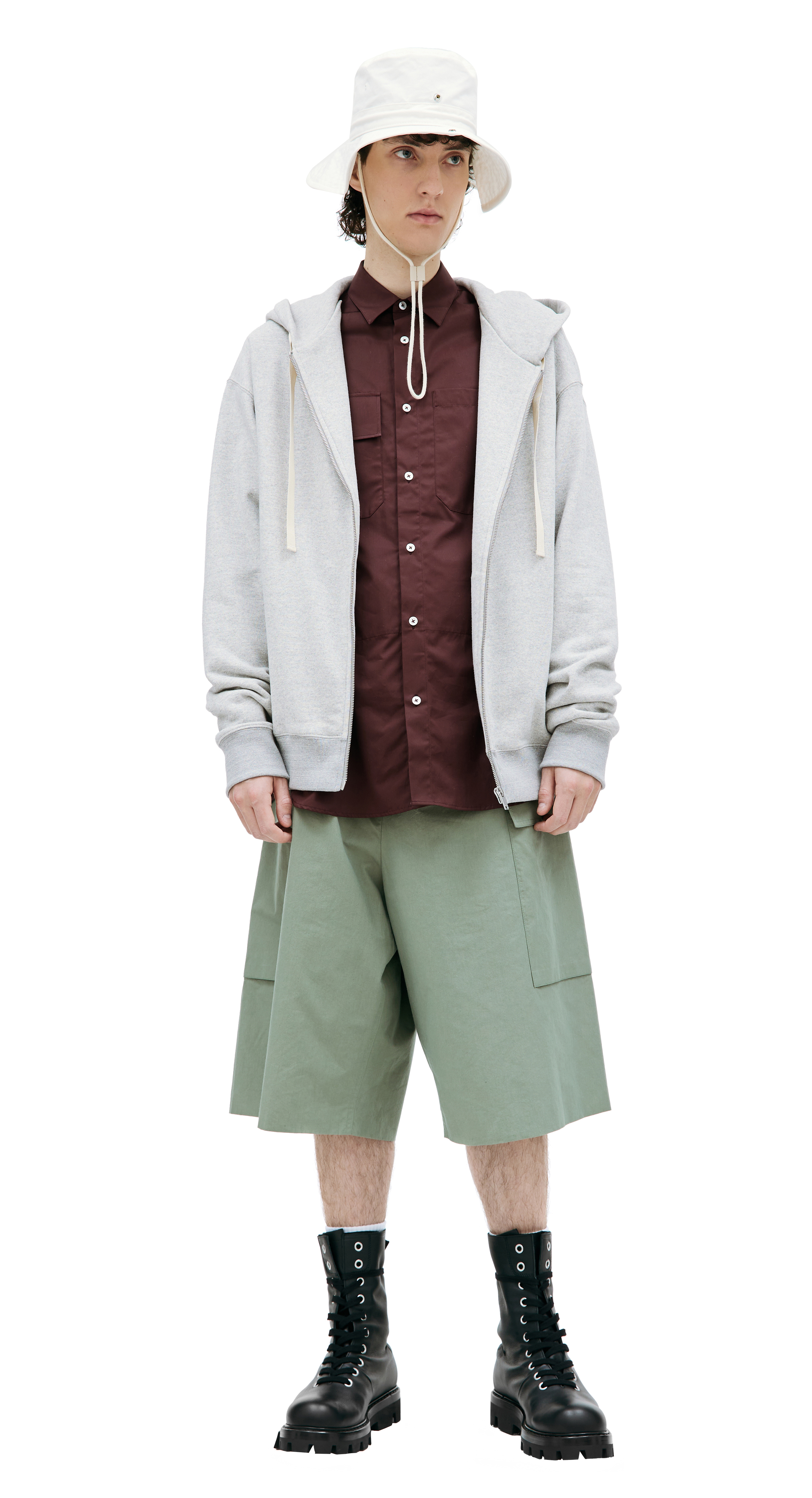 Buy Jil Sander men grey zipped hoodie for $508 online on