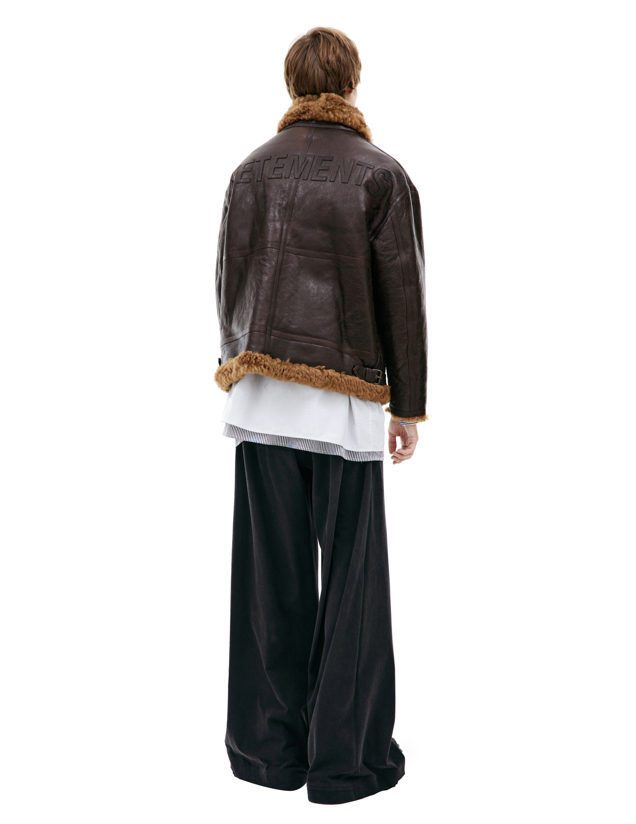 Vetements Oversized Shearling Jacket In Brown