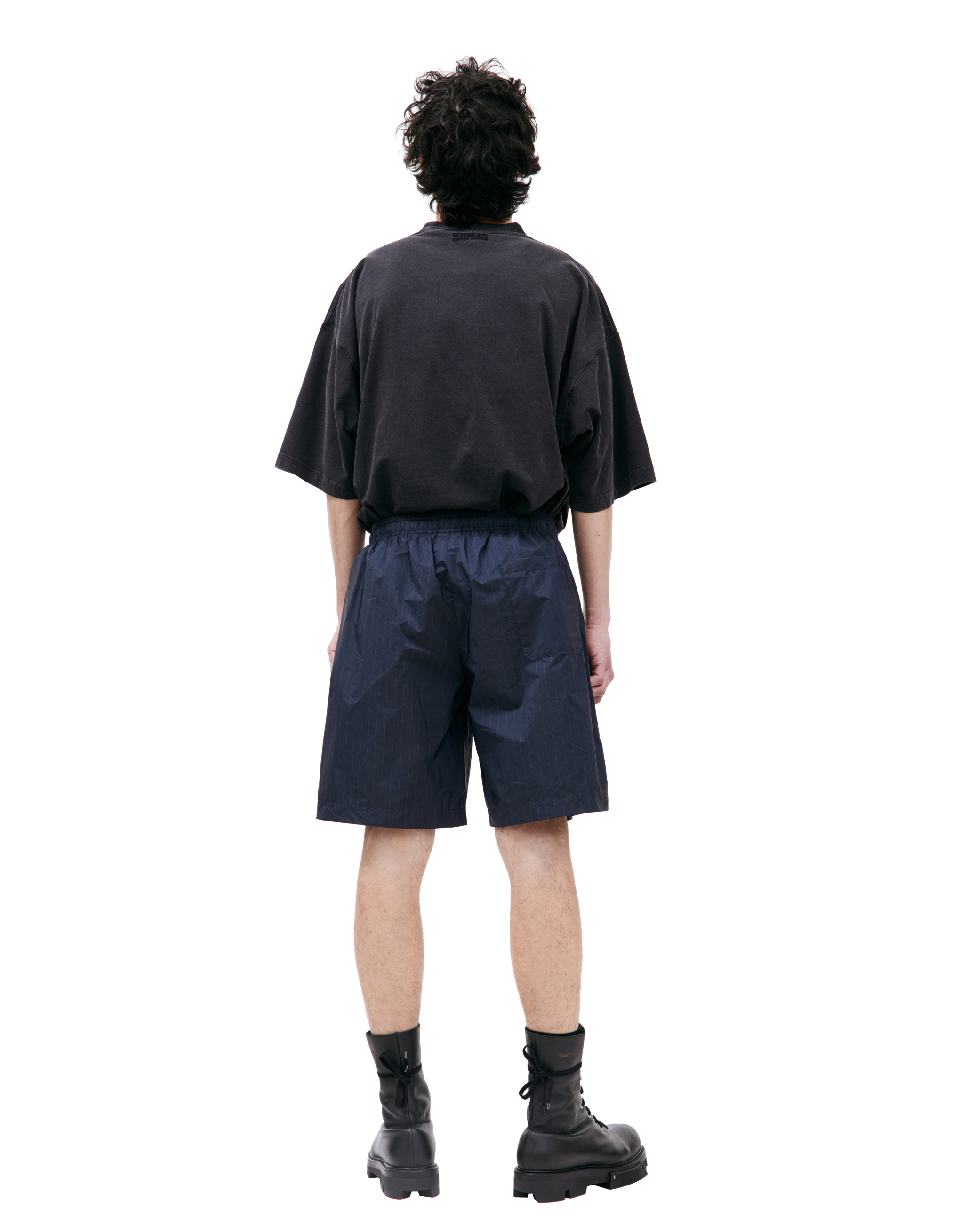 Shop Vetements Navy Blue Striped Shorts