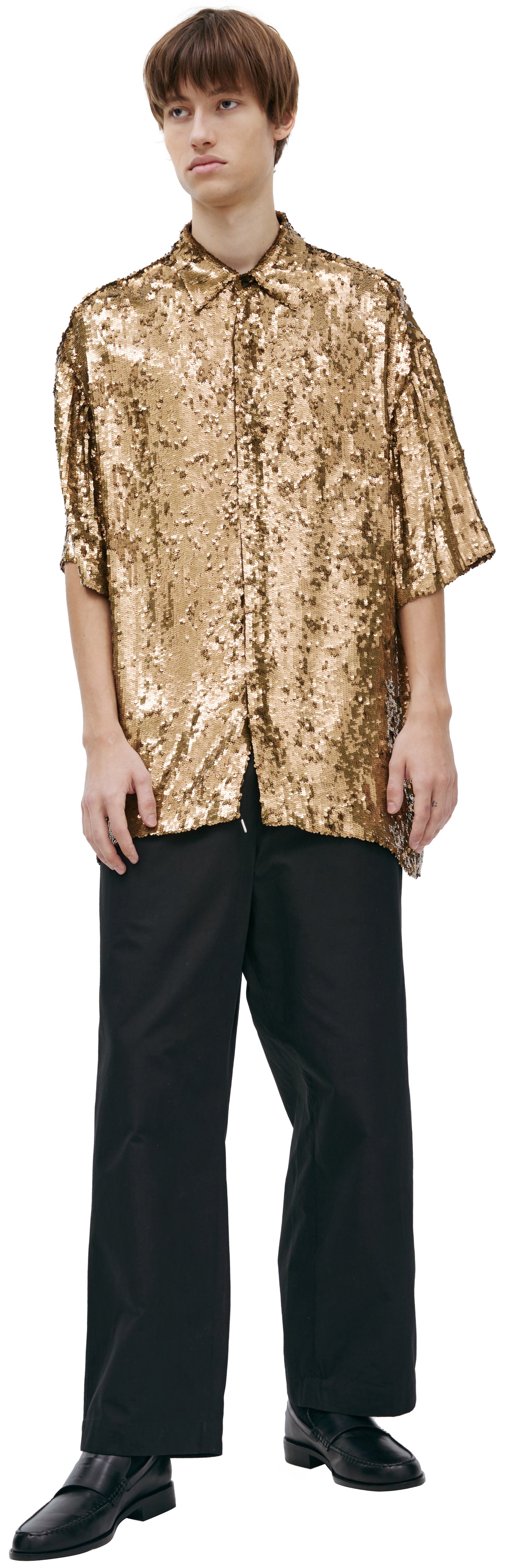 DRIES VAN NOTEN 14AW ラメニットカットソー ゴールド