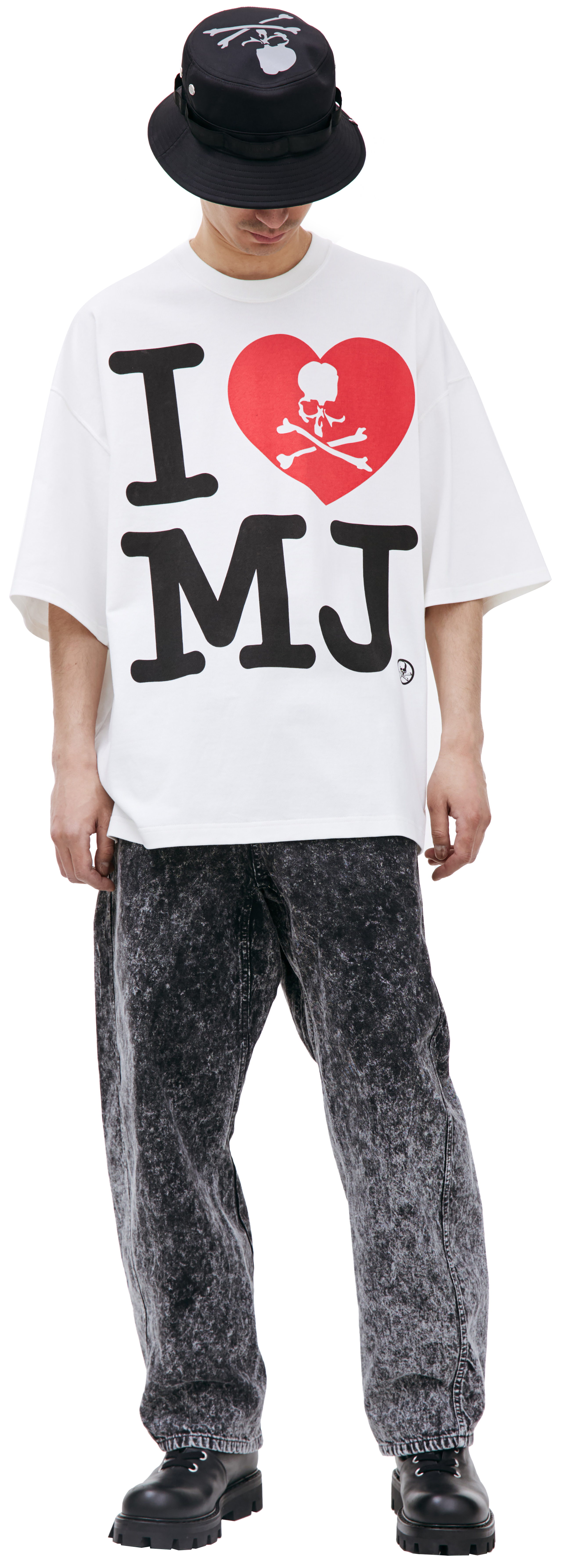 Buy Mastermind WORLD men white 'i love mj' printed t-shirt