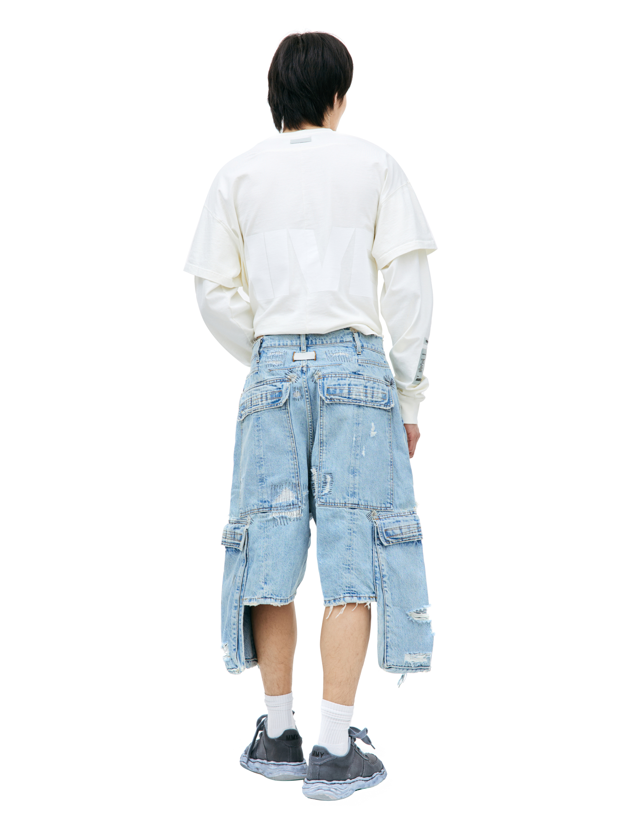 B1archive Cargo Denim Shorts In Blue