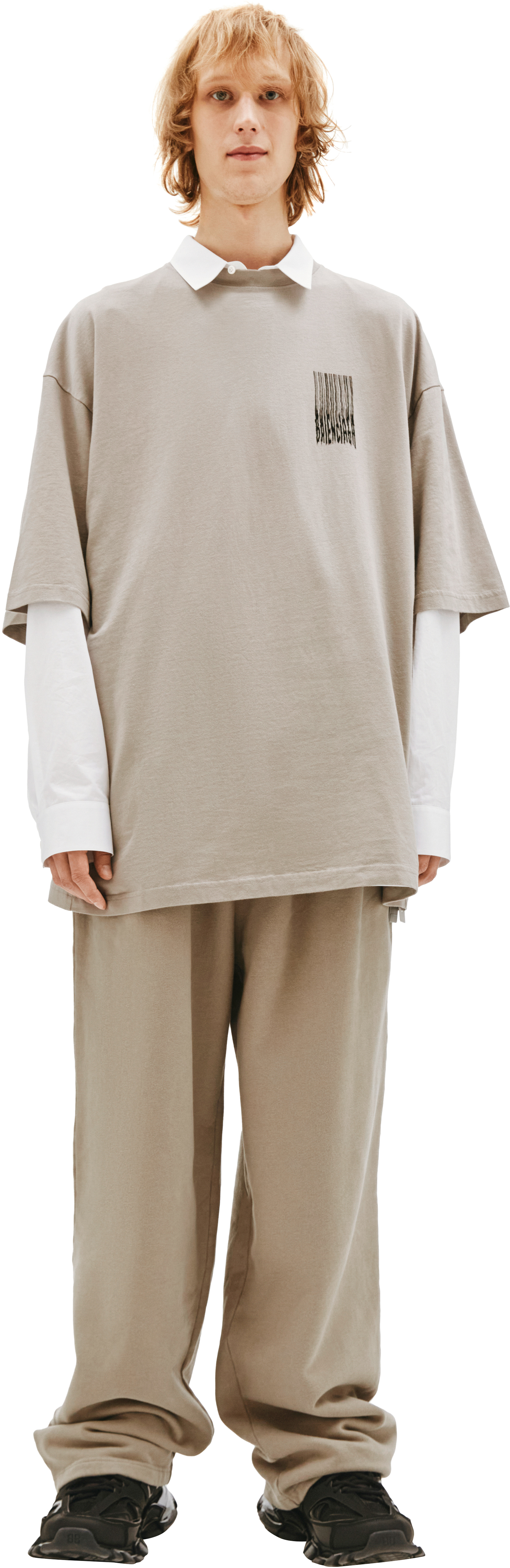 TATE-BELI⭐︎ Buy Balenciaga men beige printed oversize t-shirt for $452