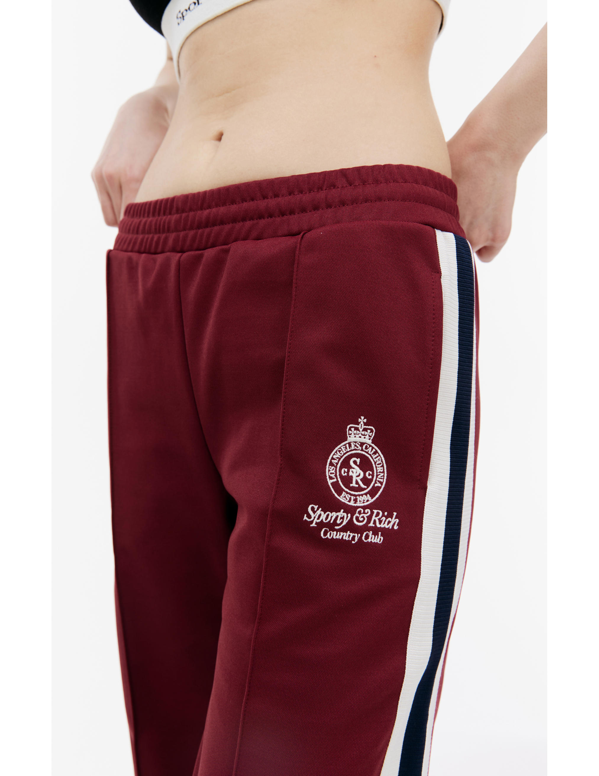 Shop Sporty And Rich Crown Track Trousers In Burgundy