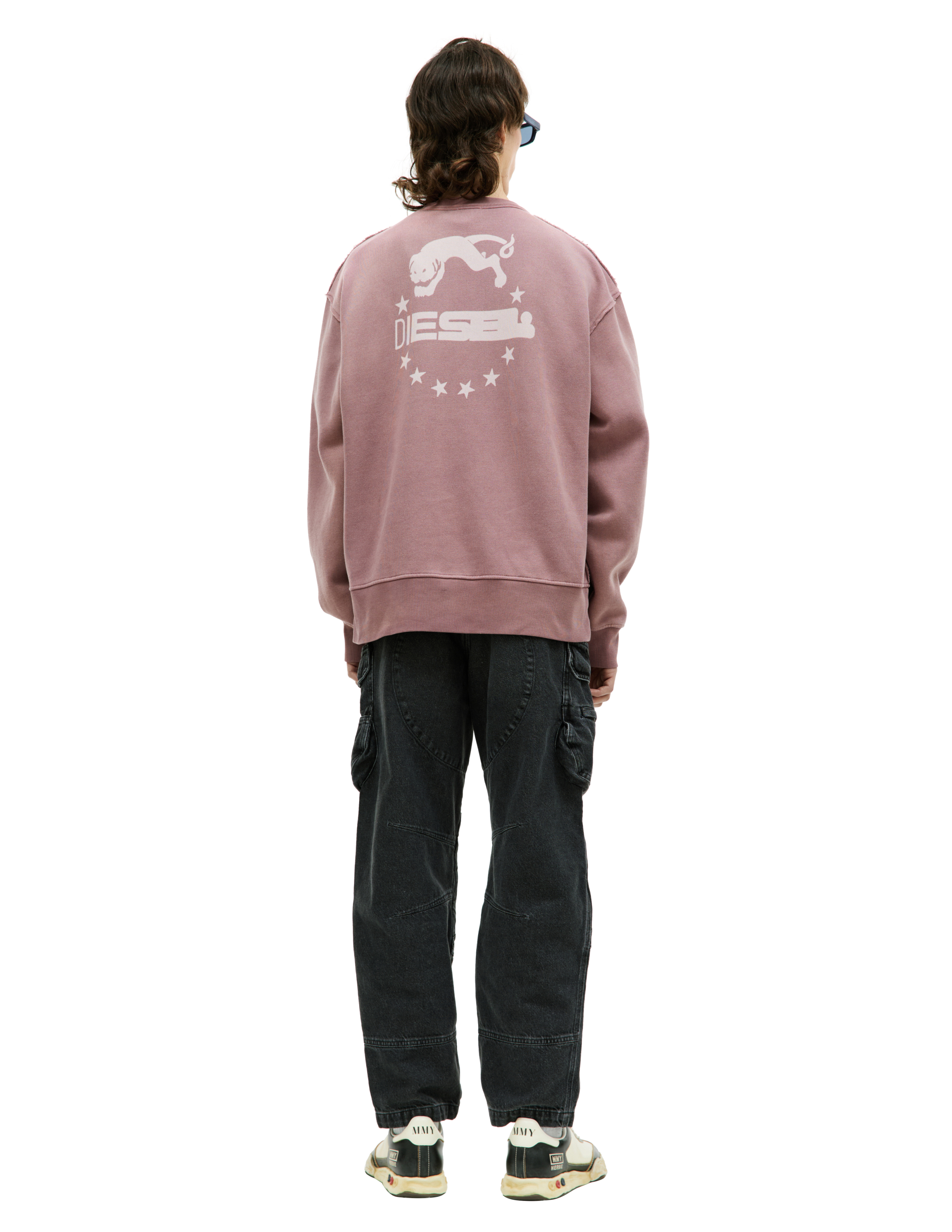 Shop Diesel S-macs Sweatshirt With  Panther Logo In Pink