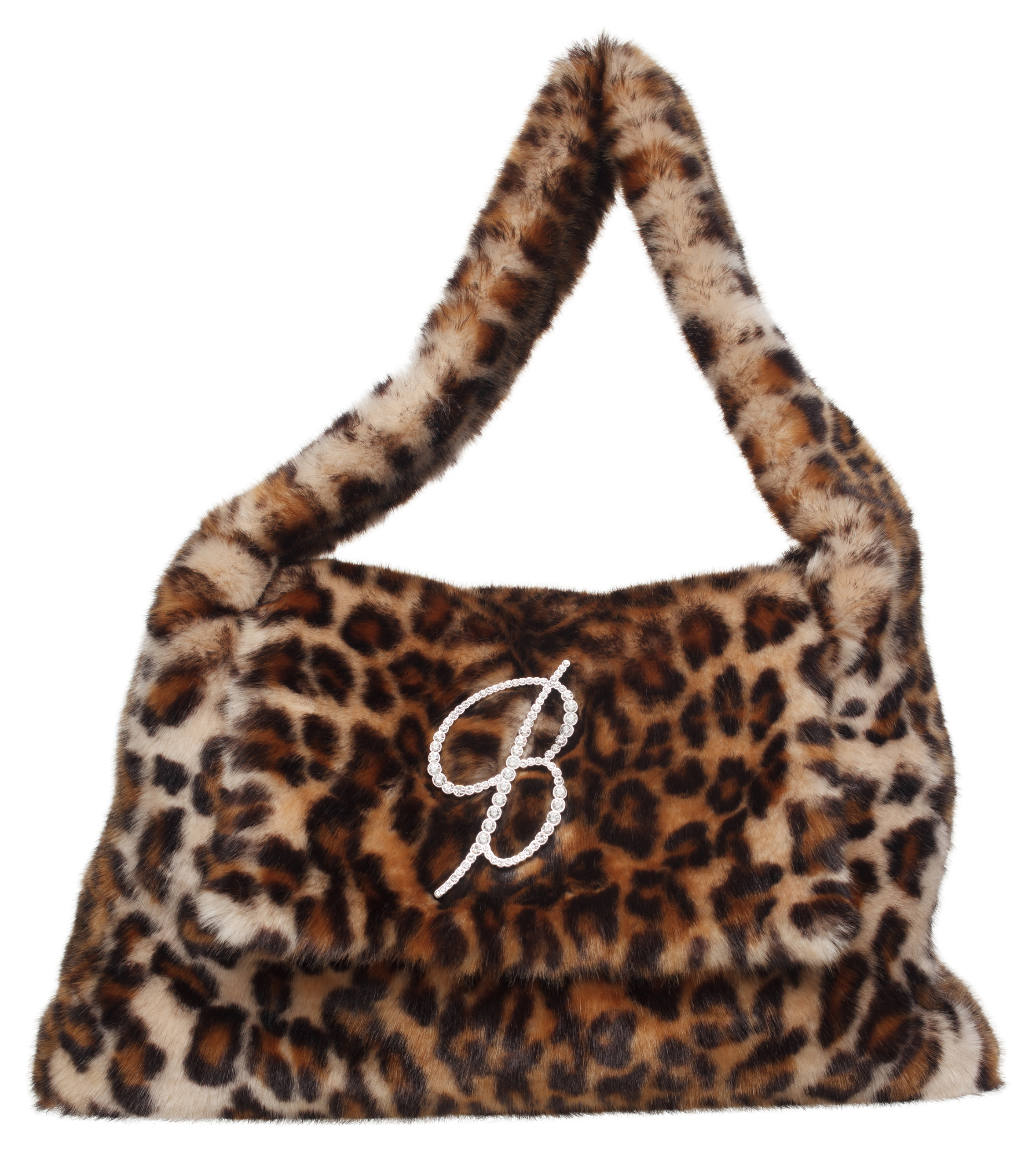 Blumarine Leopard-print Faux-fur Shoulder Bag In Brown
