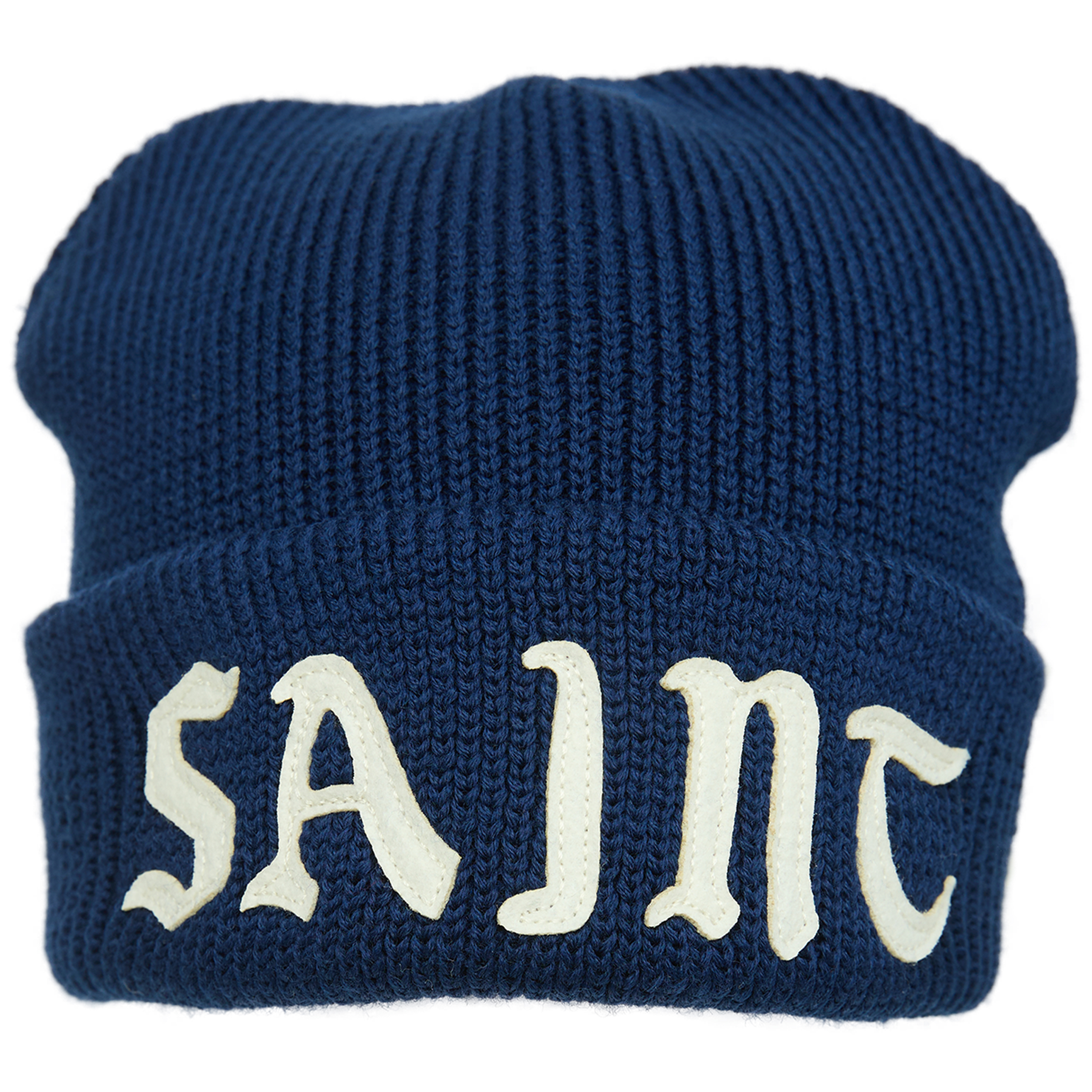 Saint Mxxxxxx Wool Beanie With Logo In Navy Blue