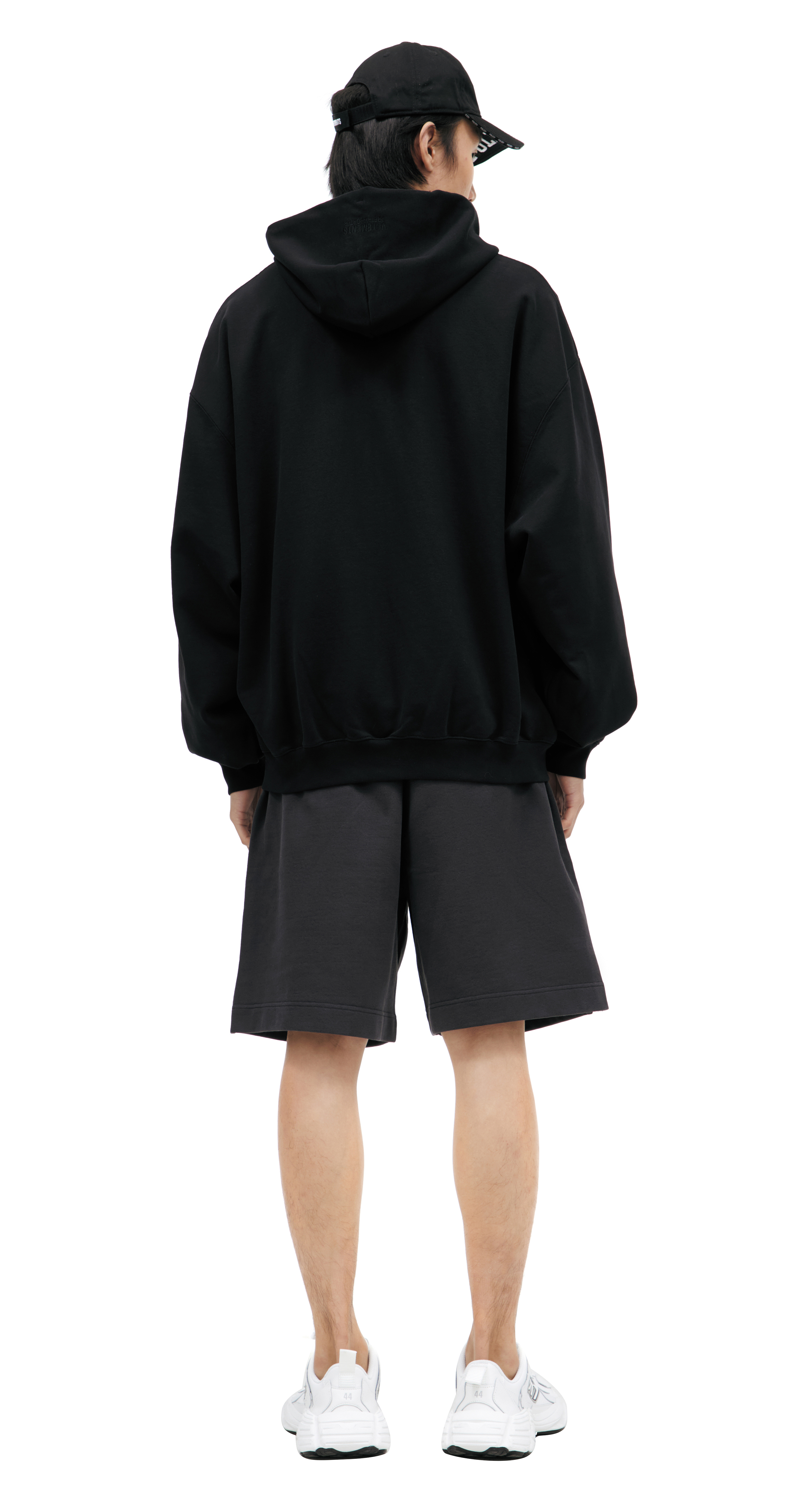 Buy VETEMENTS men black hoodie with embroidered logo for $955