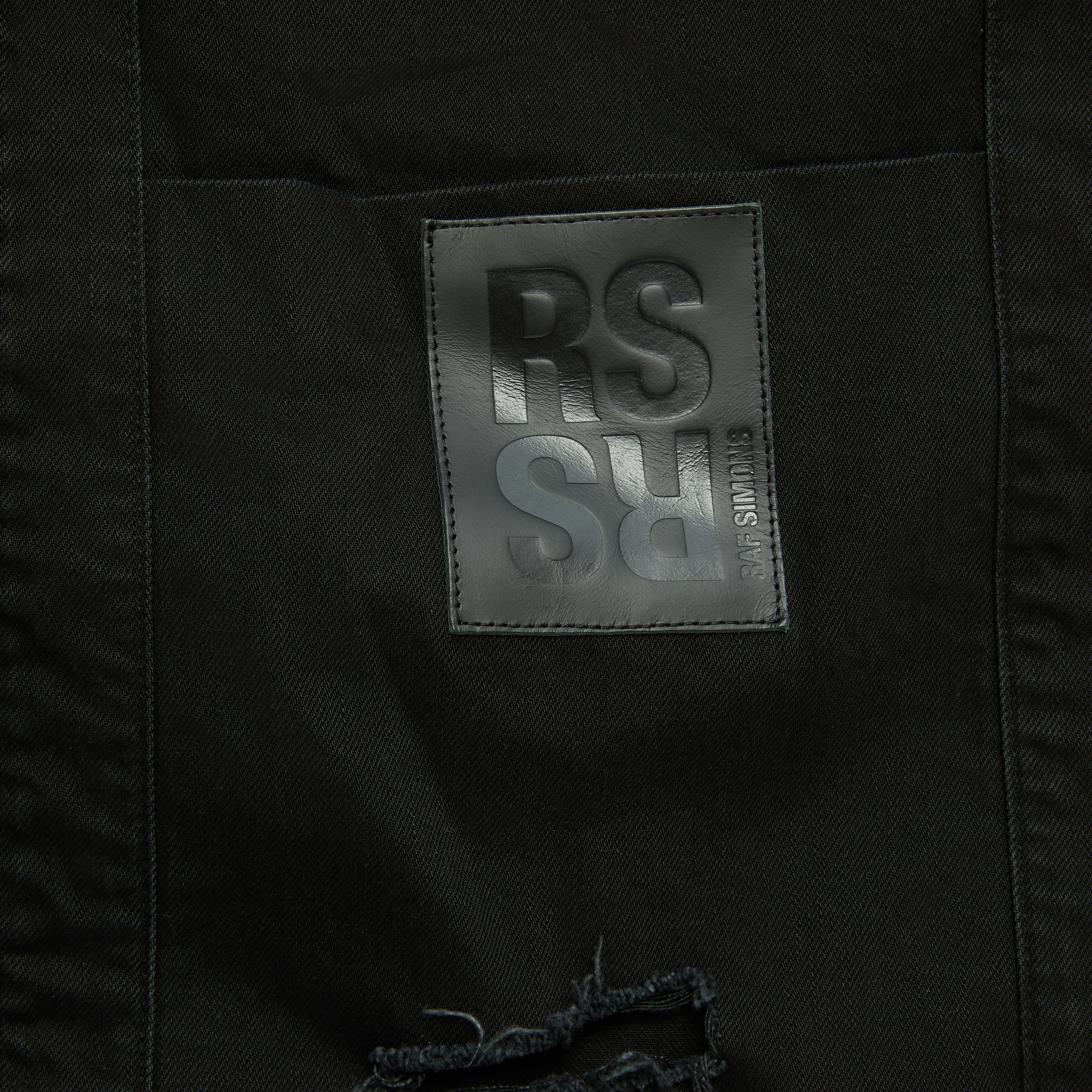 Buy Raf Simons men black ripped logo shopper bag for $644 online
