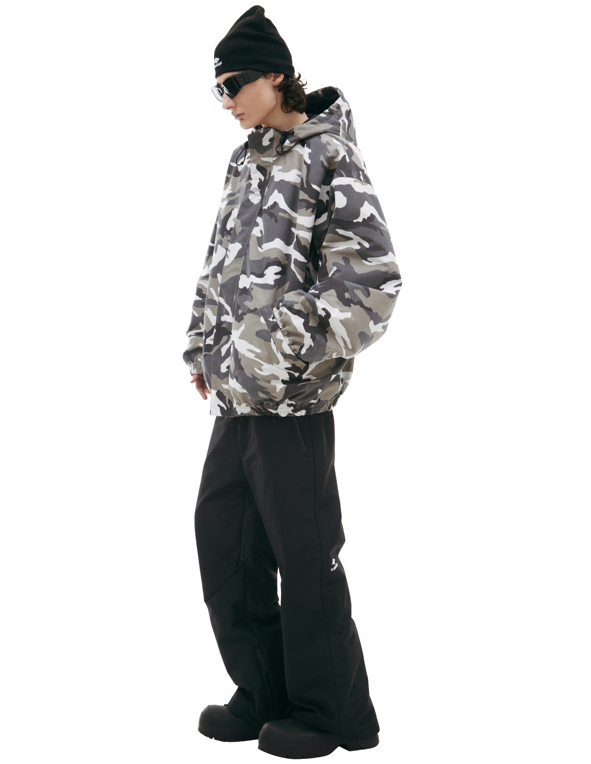 Balenciaga Camouflage Hooded Jacket In Grey
