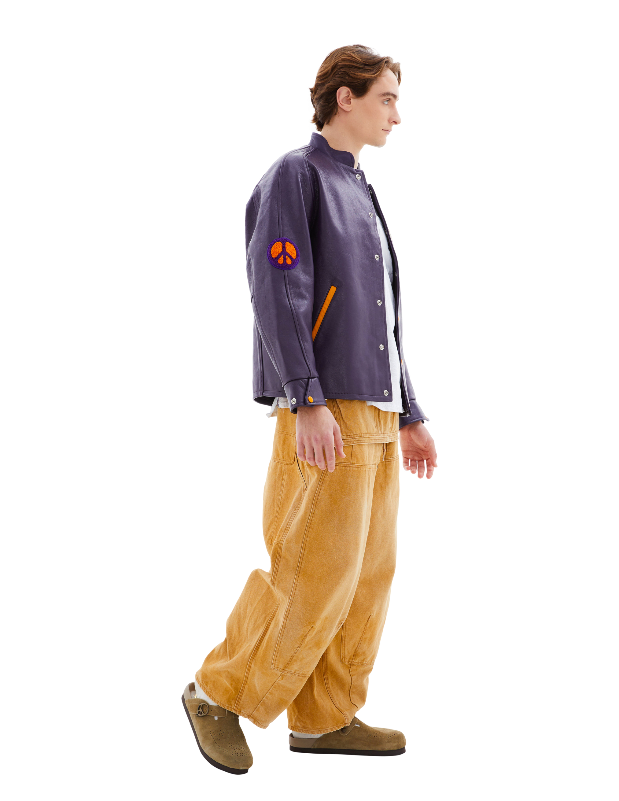 Needles Logo Leather Jacket In Purple