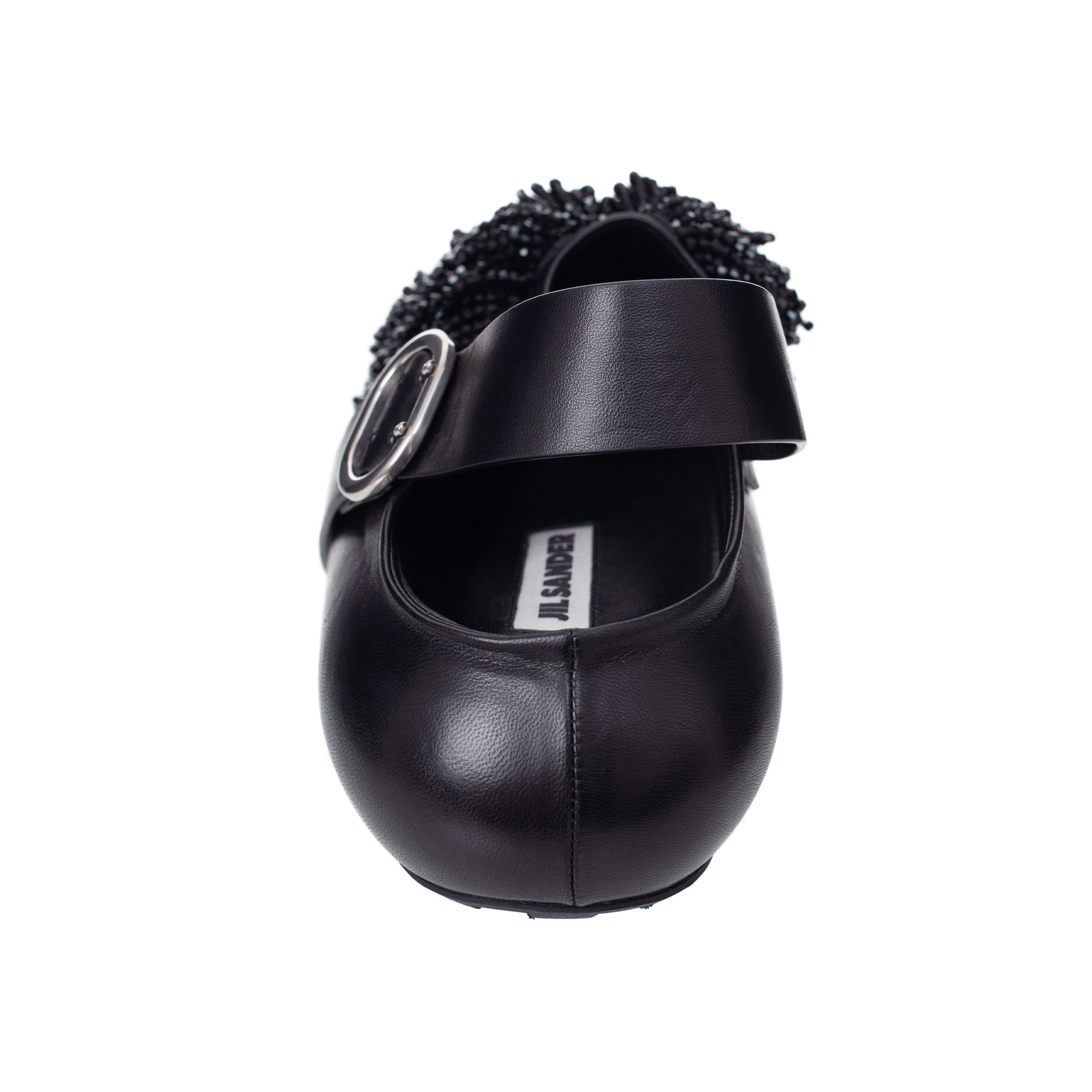 Buy Jil Sander women black beaded platform sandals for