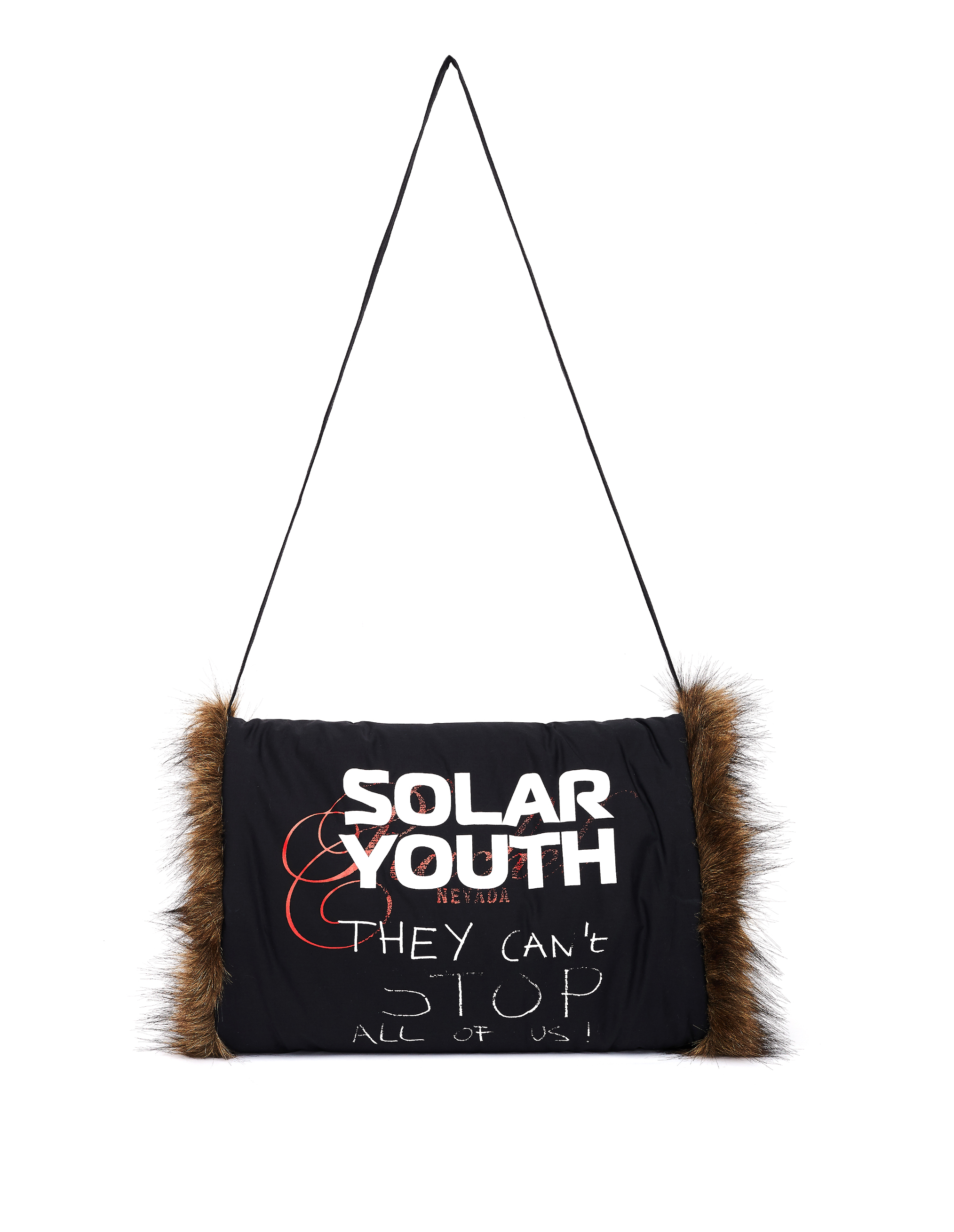 Buy Raf Simons men black solar youth faux fur muff for $975 online on SV77