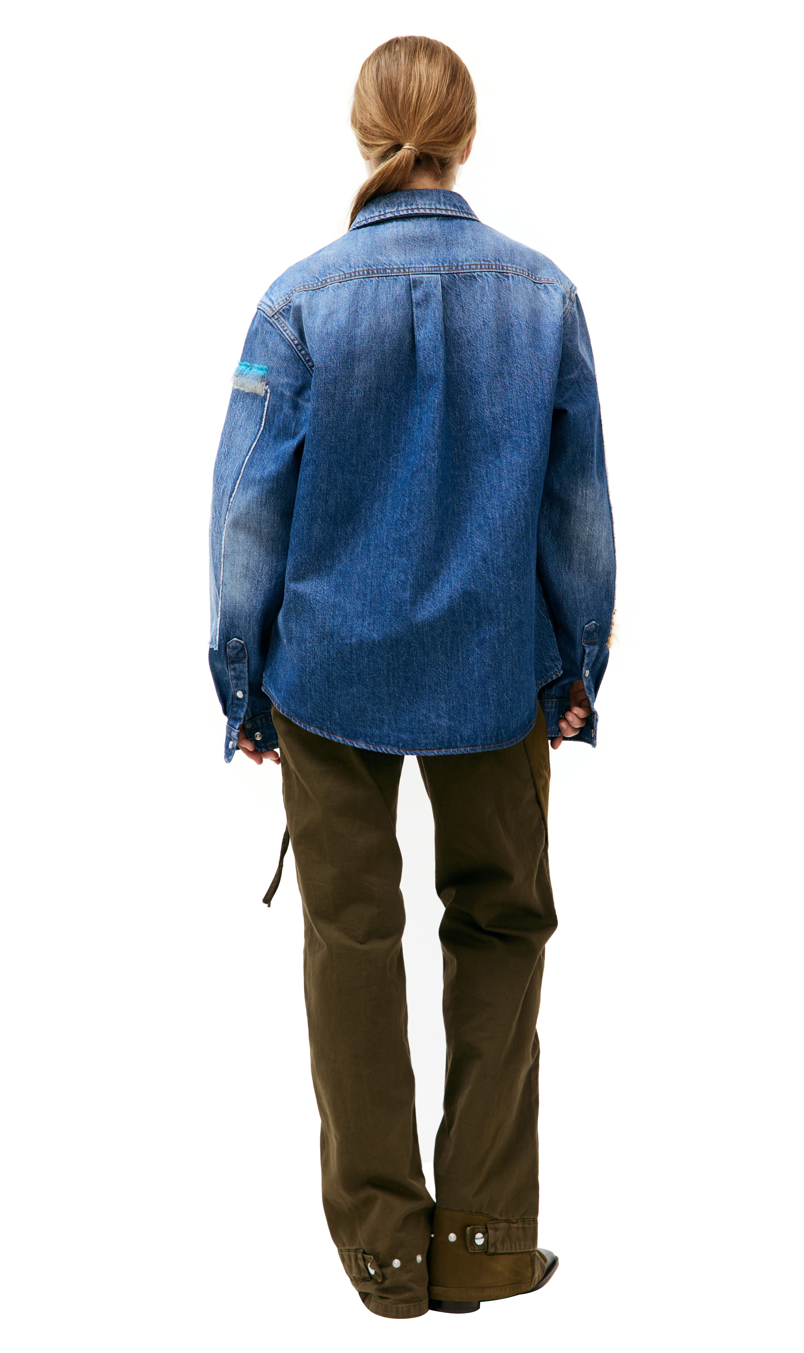 Buy Marni women blue patchwork denim shirt for $455 online