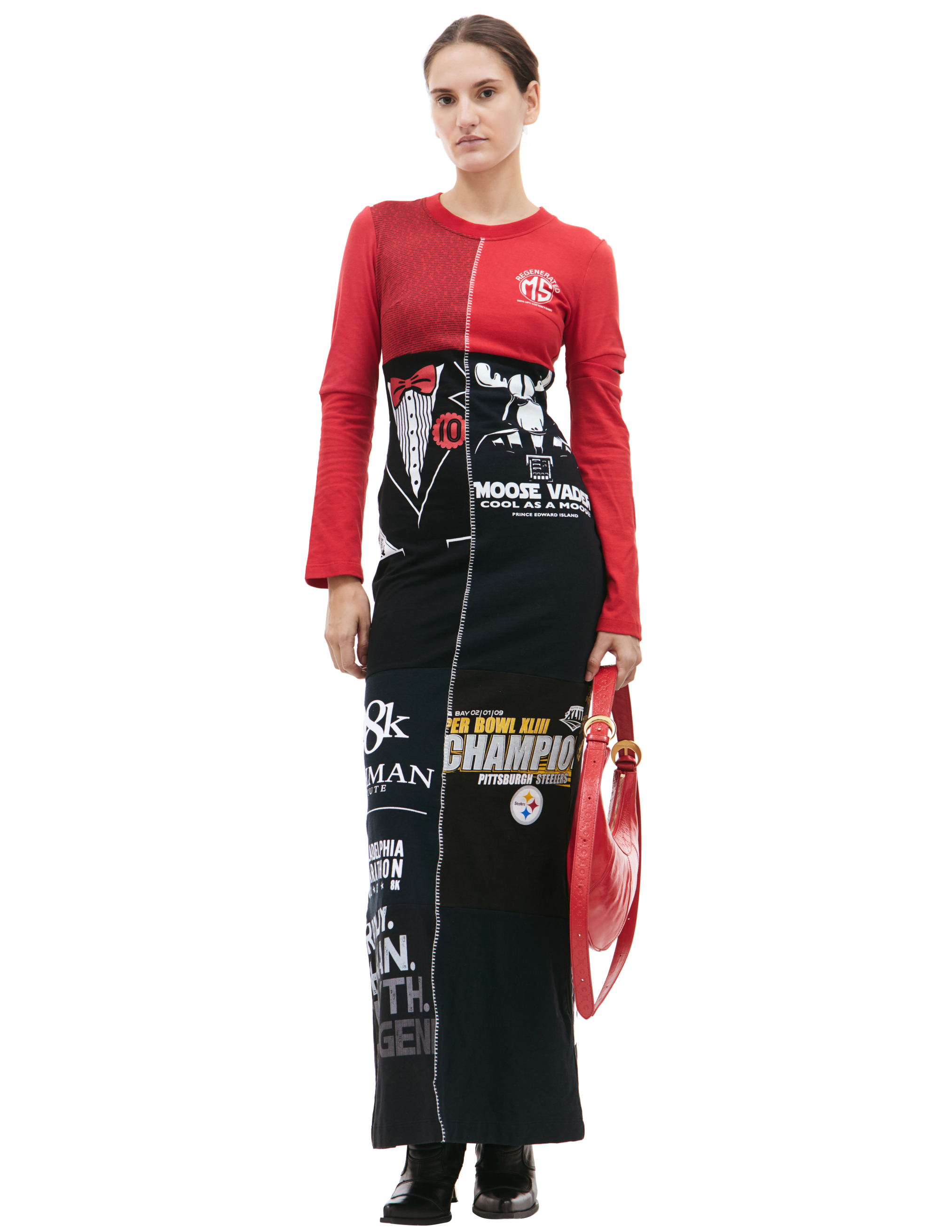 Shop Marine Serre Patchwork Maxi Dress In Black