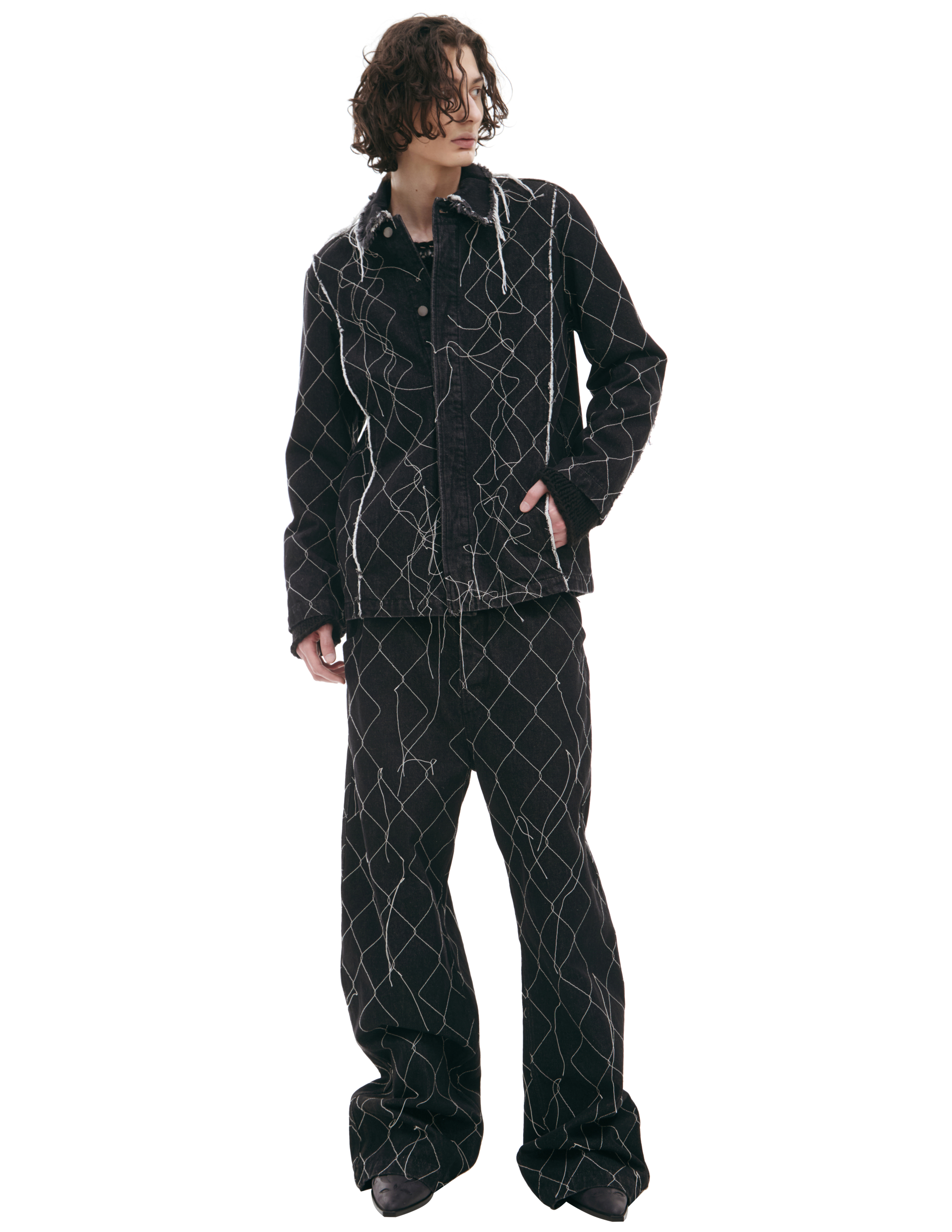 Airei Jacket With Asymmetrical Threads In Black