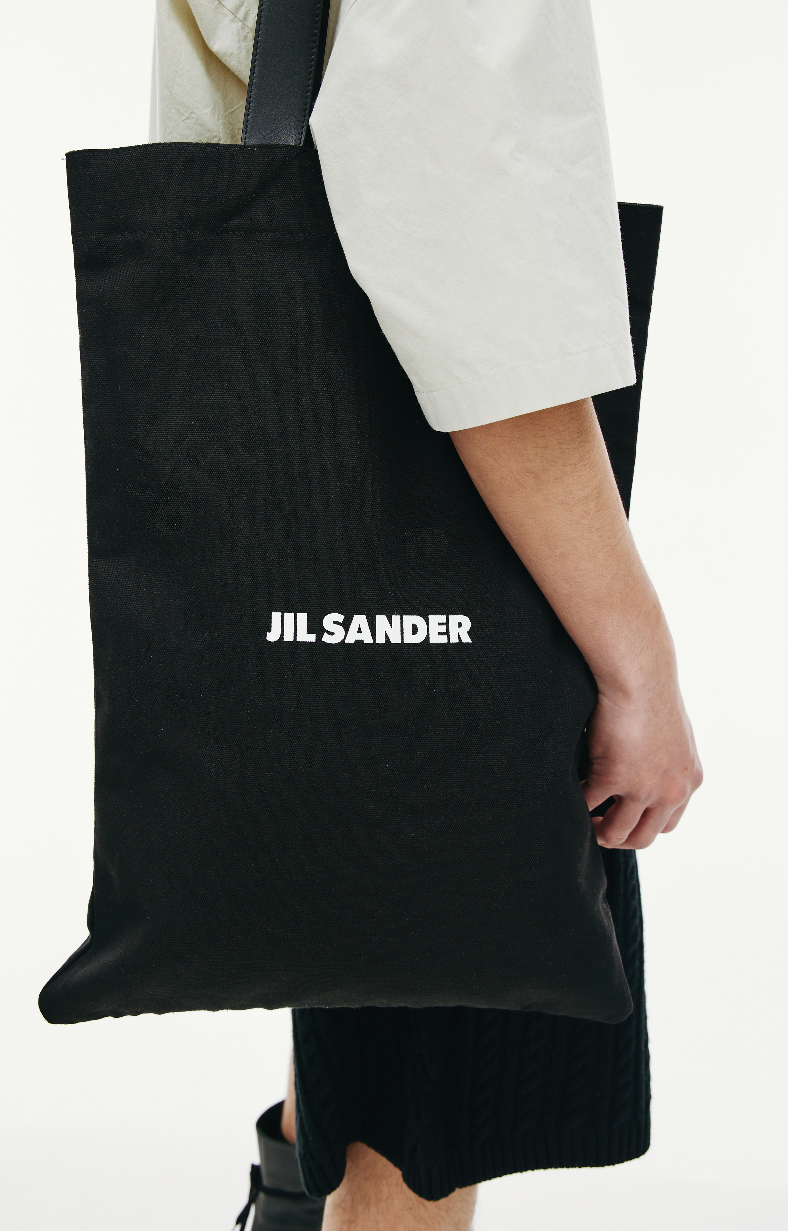Buy Jil Sander women black logo print shopper bag for $534 online
