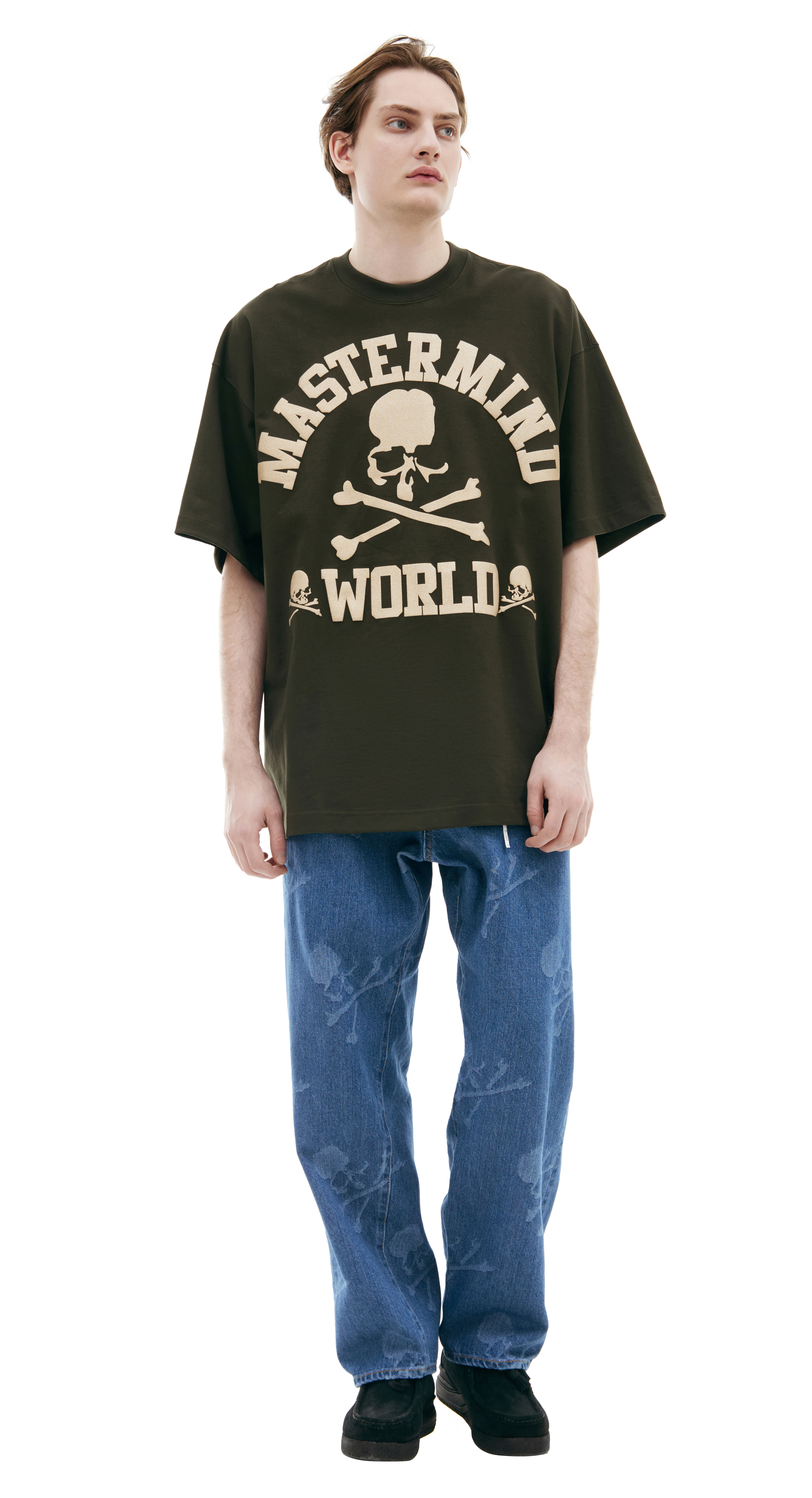 Mastermind WORLD Khaki T-shirt with logo