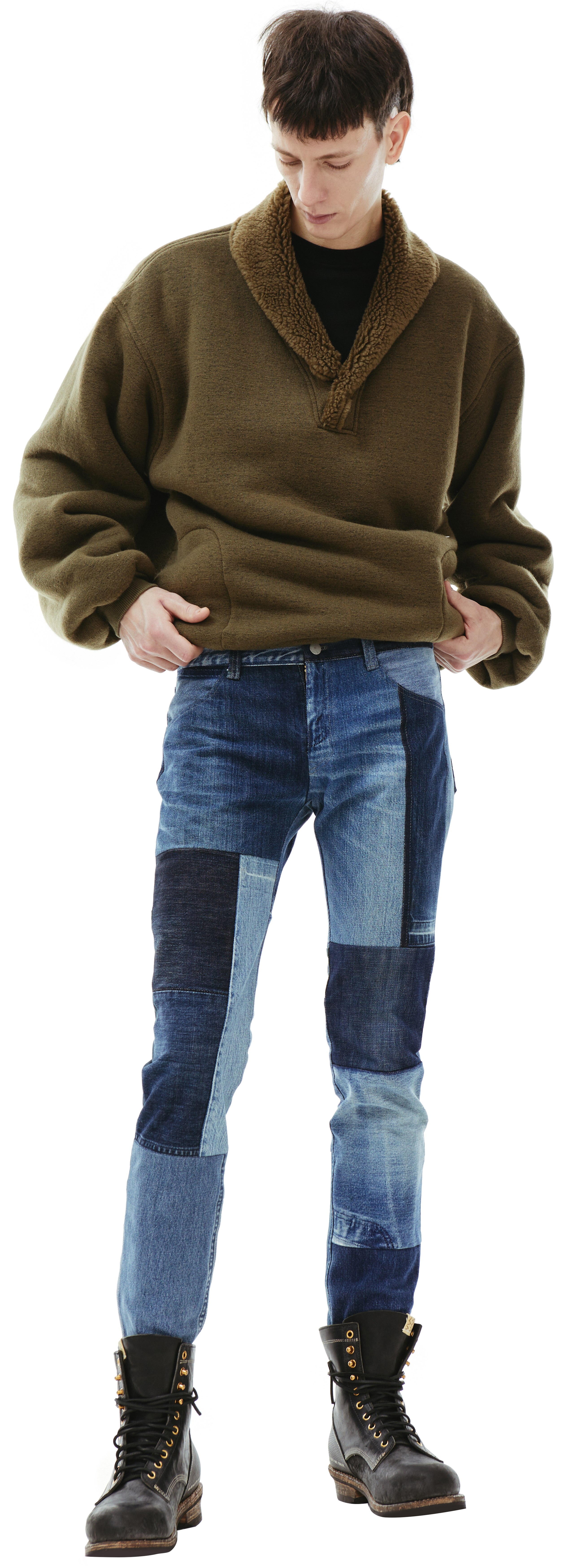 Buy Children of the discordance men blue vintage patch jeans for